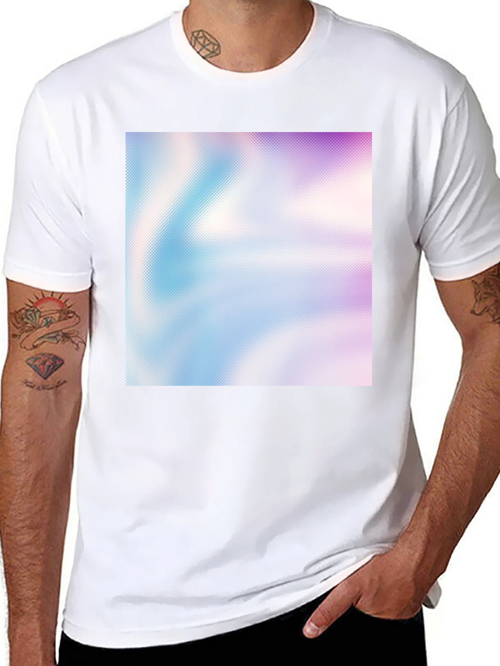 Abstract Gradient Print Black T-Shirt