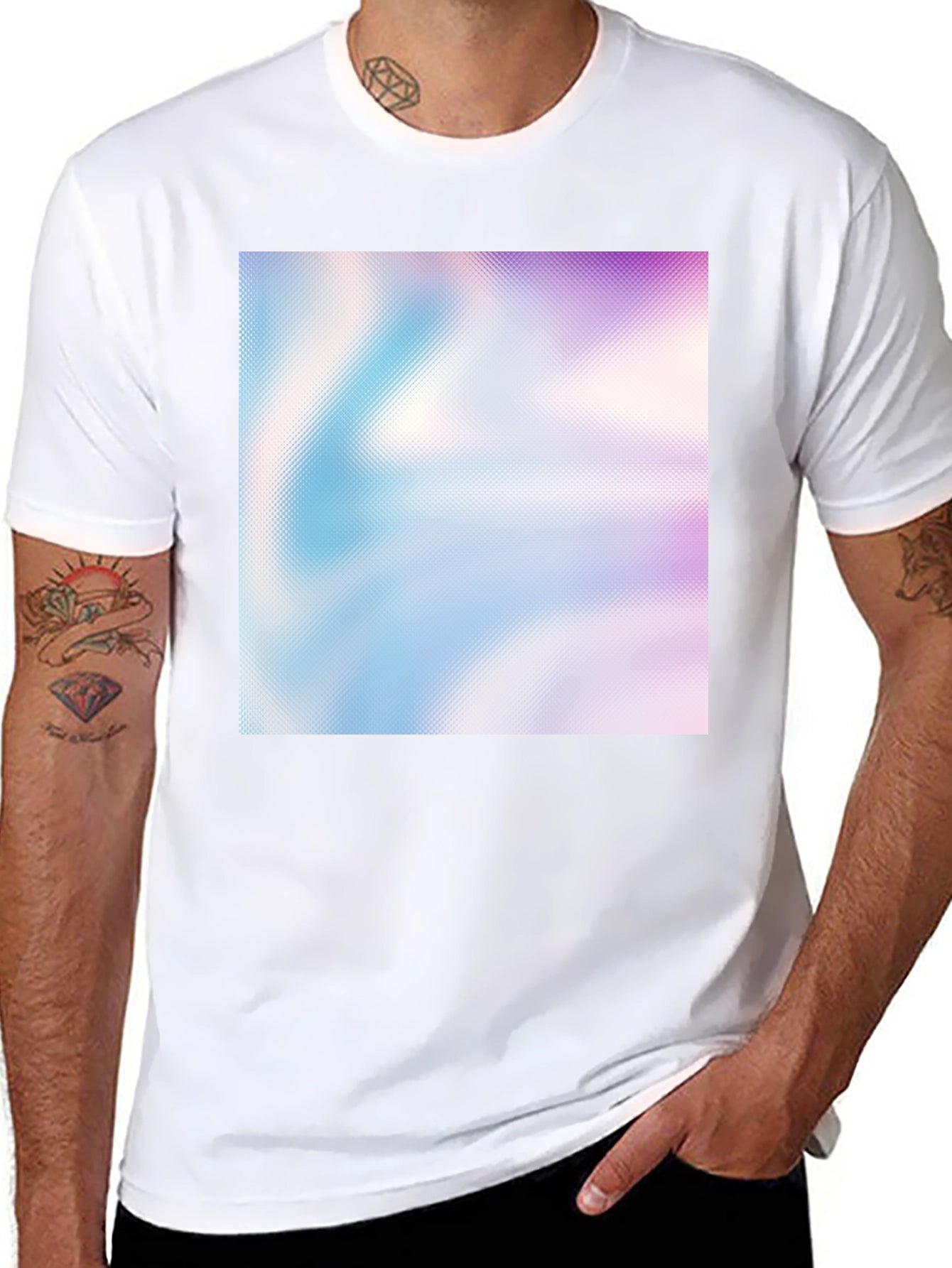 Abstract Gradient Print Black T-Shirt
