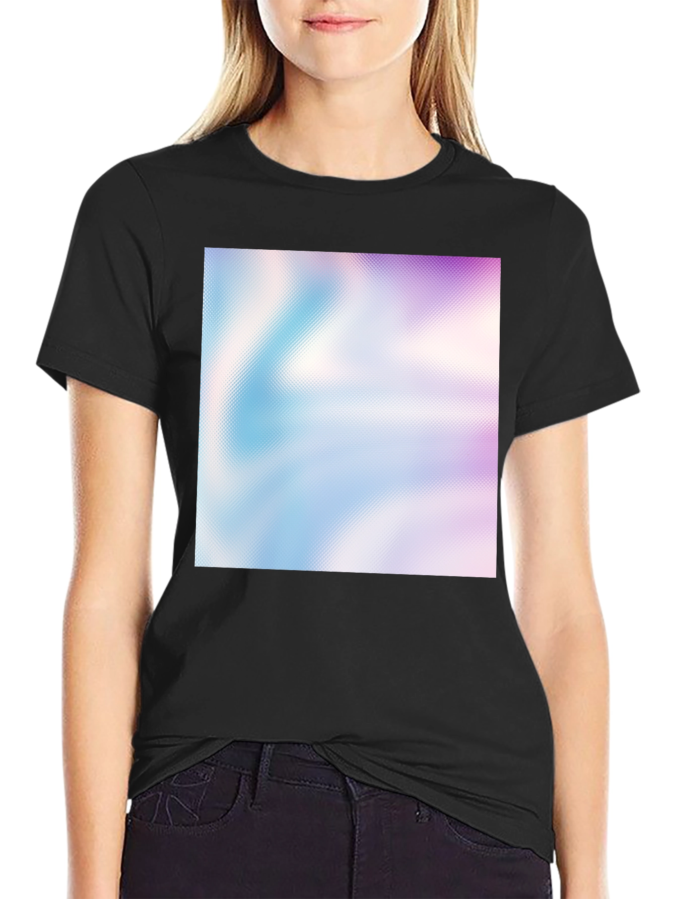 Abstract Gradient Print Black T-Shirt
