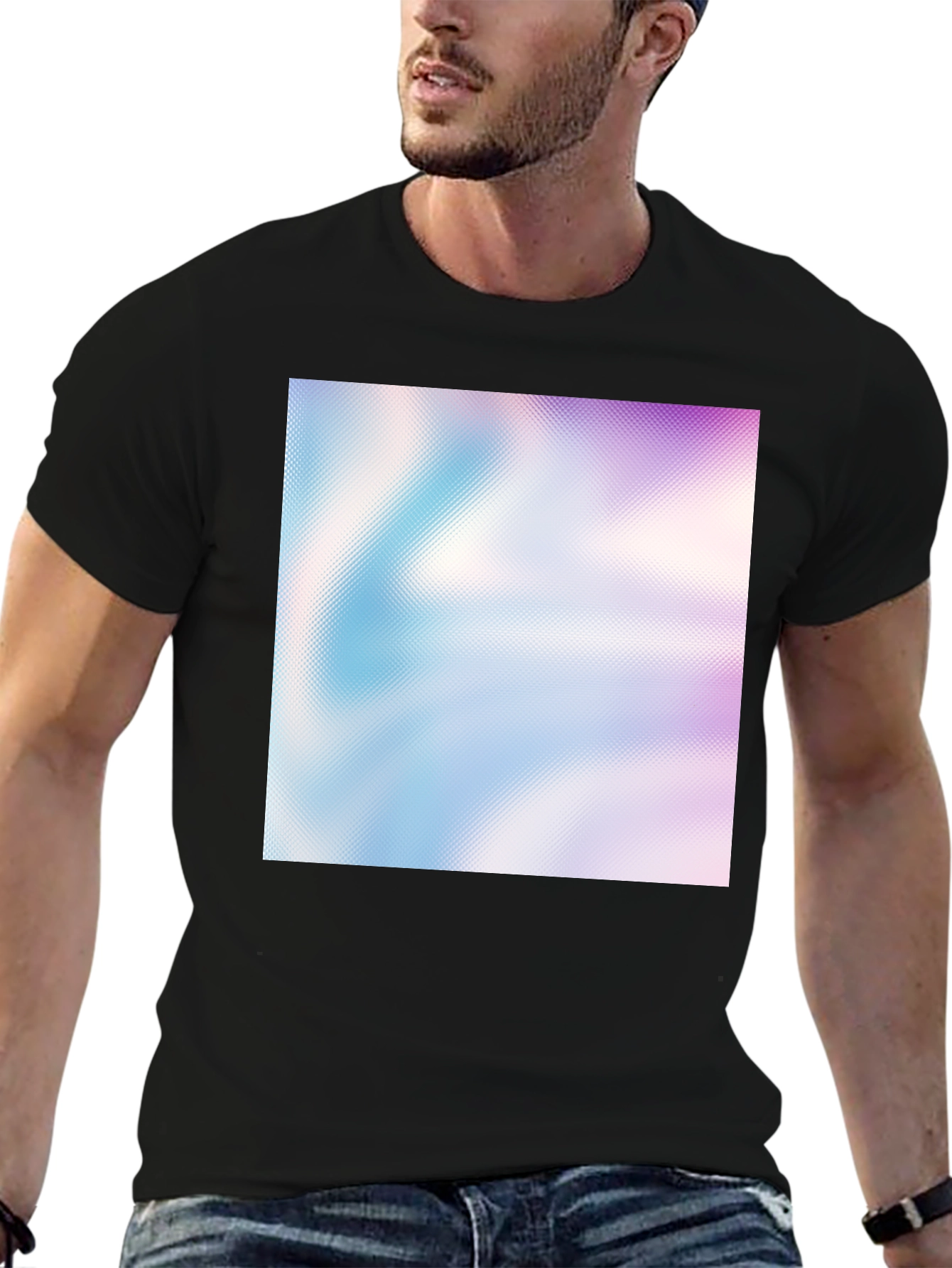 Abstract Gradient Print Black T-Shirt