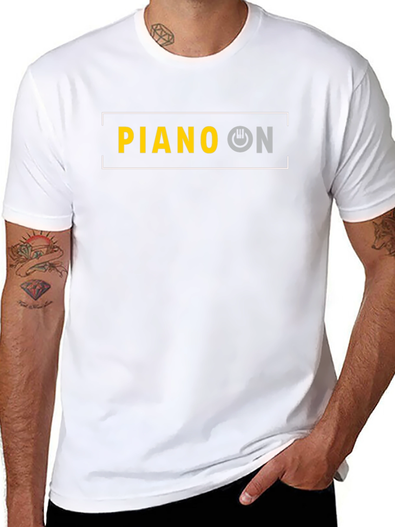 Piano On Black T-Shirt
