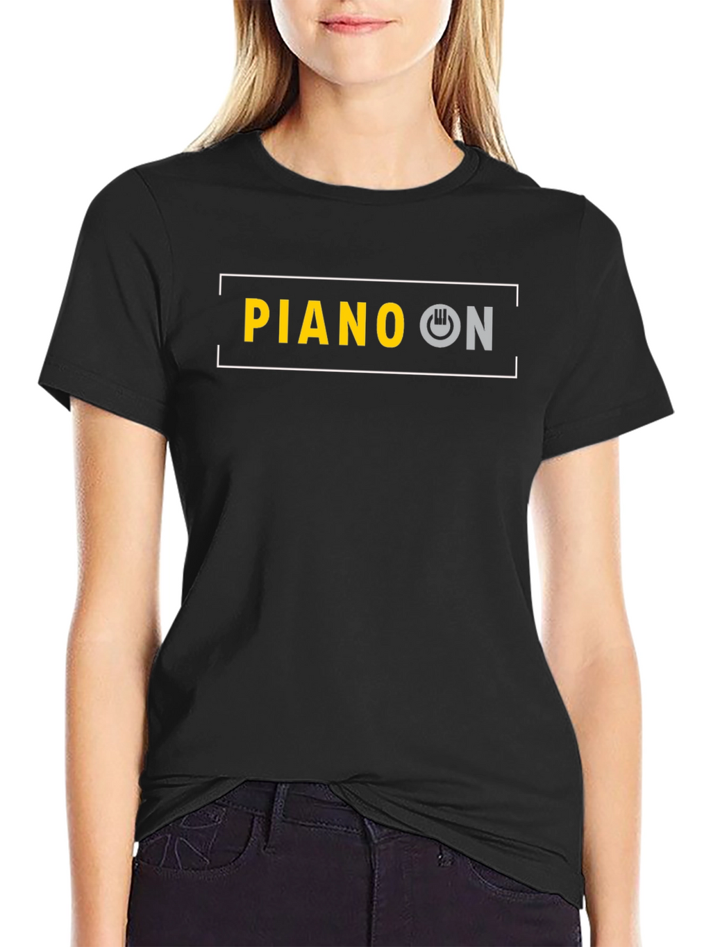 Piano On Black T-Shirt