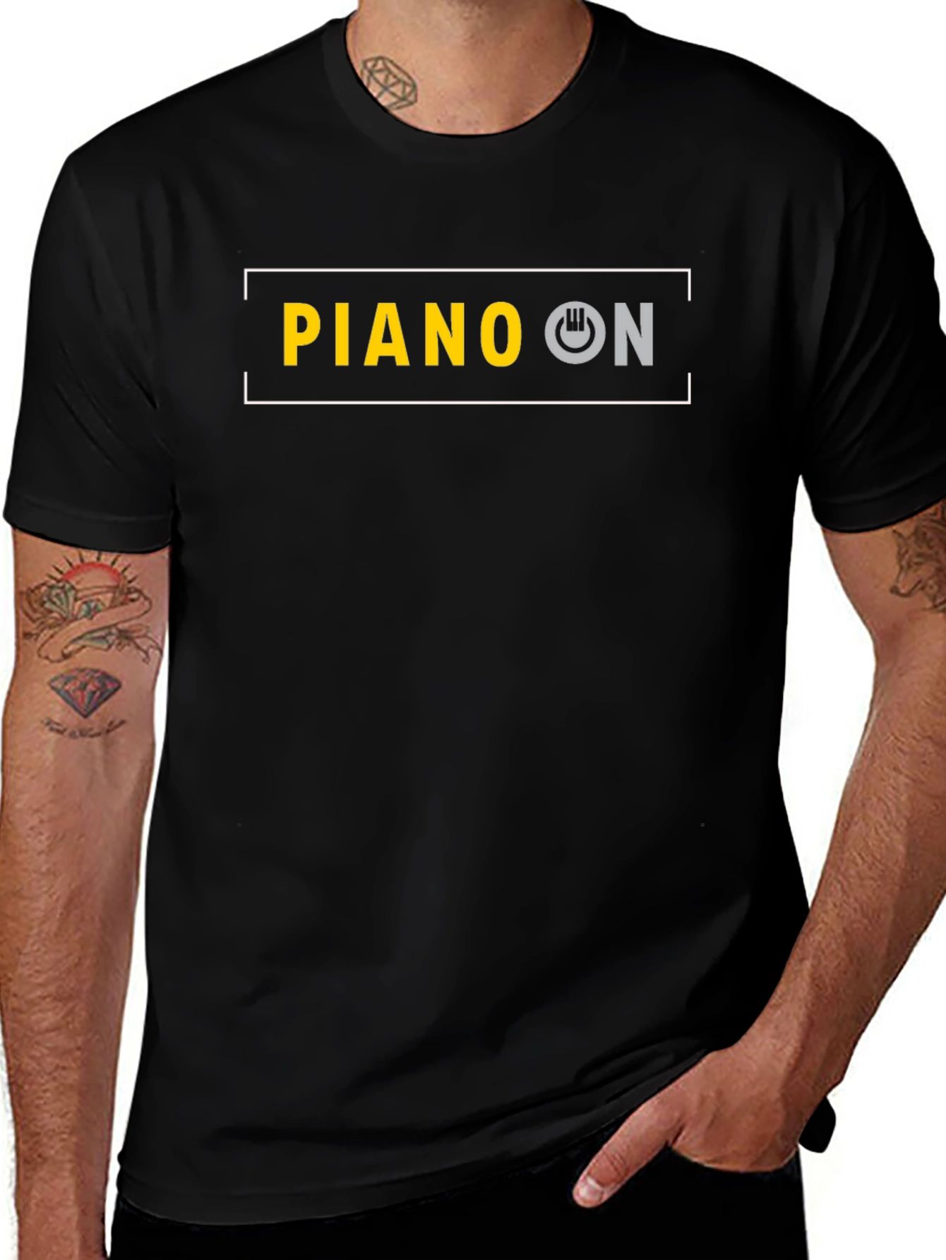 Piano On Black T-Shirt