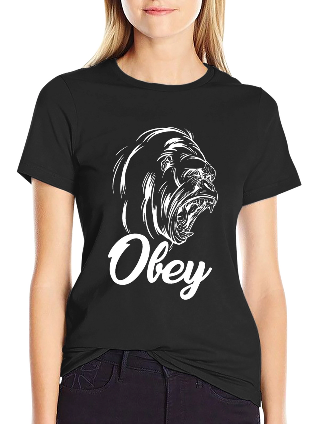 Obey Gorilla Graphic Print Black T-Shirt