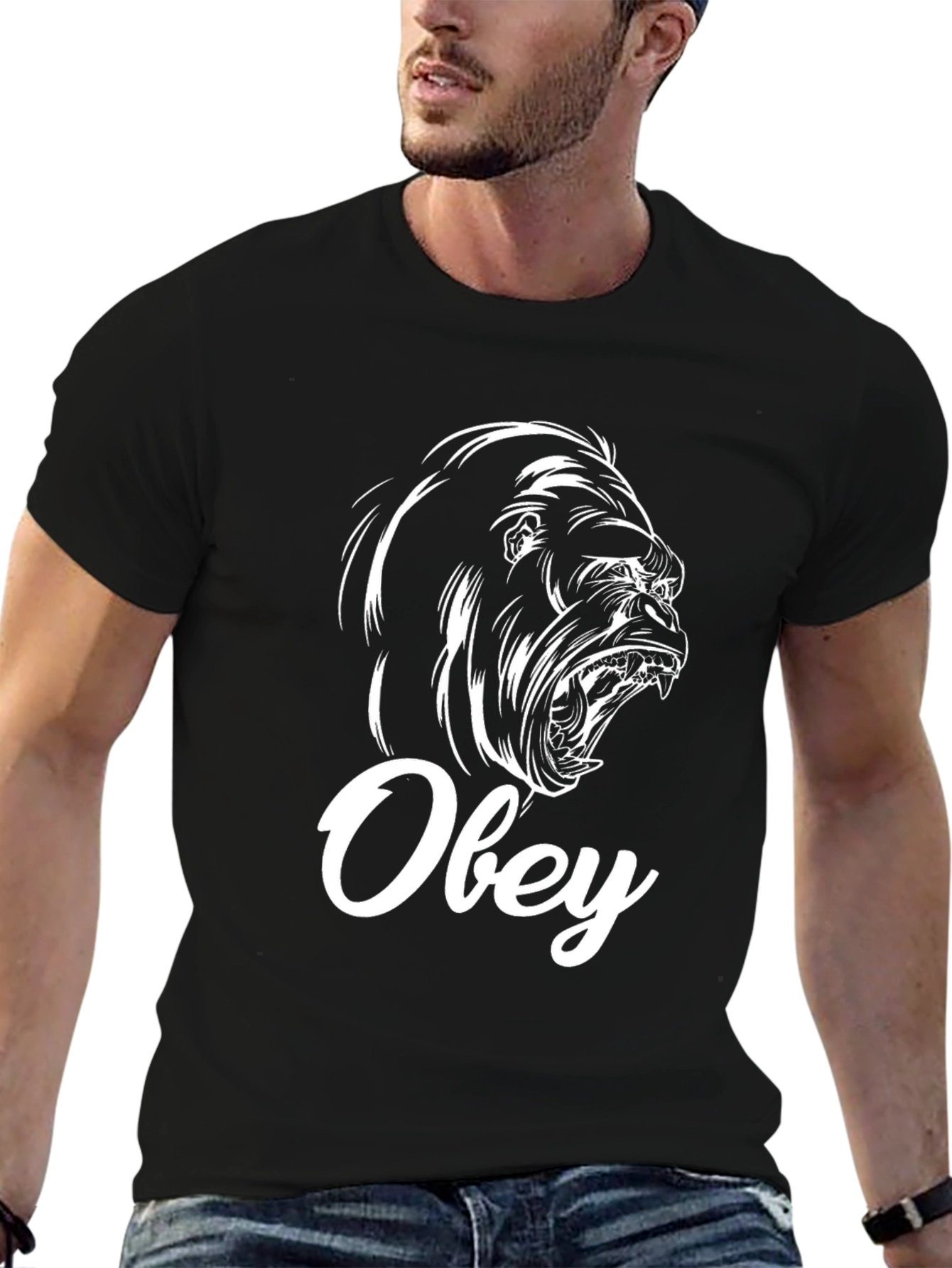Obey Gorilla Graphic Print Black T-Shirt
