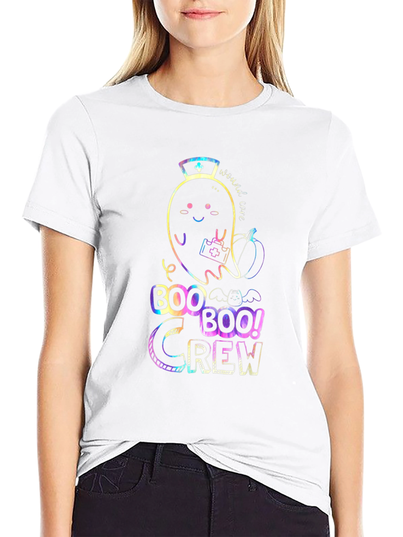 Boo Crew Halloween Nurse Ghost T-Shirt