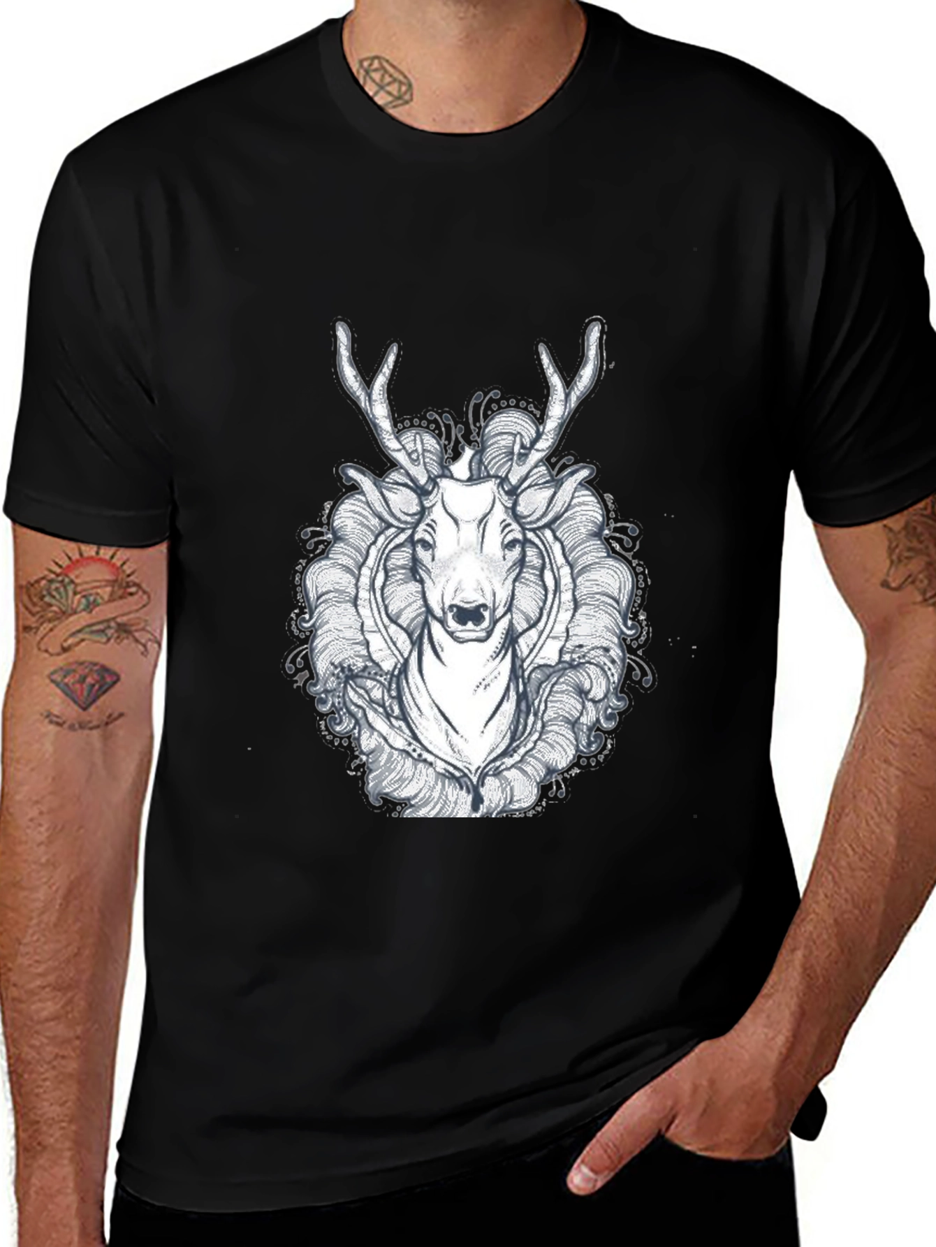 Black Deer Graphic Tee - Unique Design