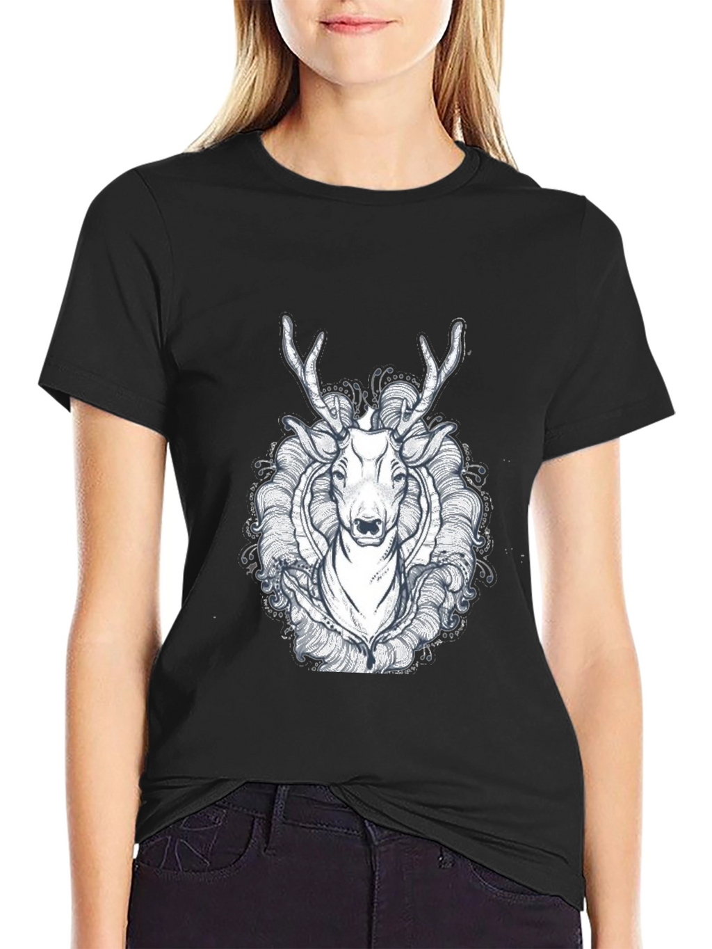 Black Deer Graphic Tee - Unique Design