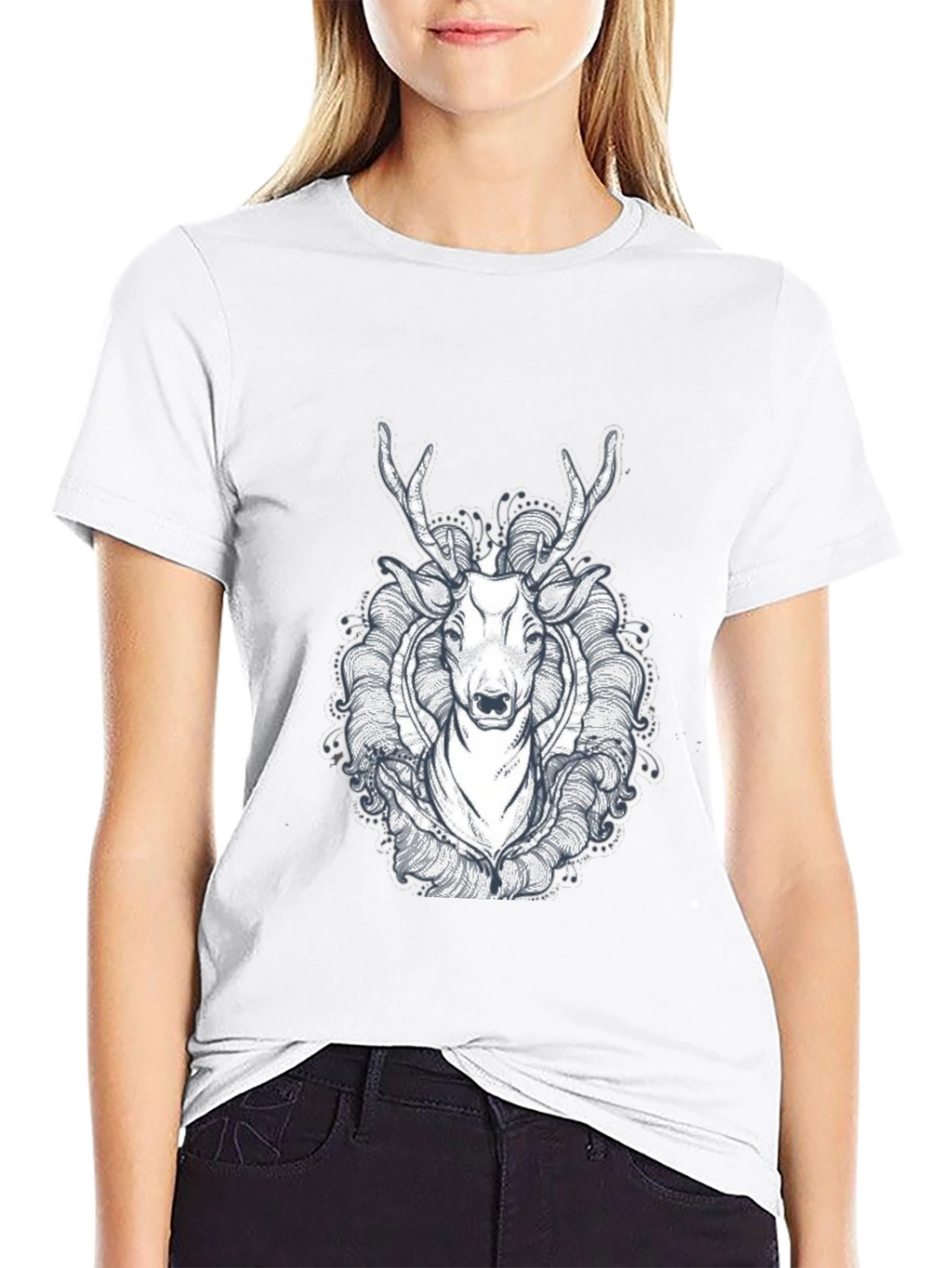 Black Deer Graphic Tee - Unique Design
