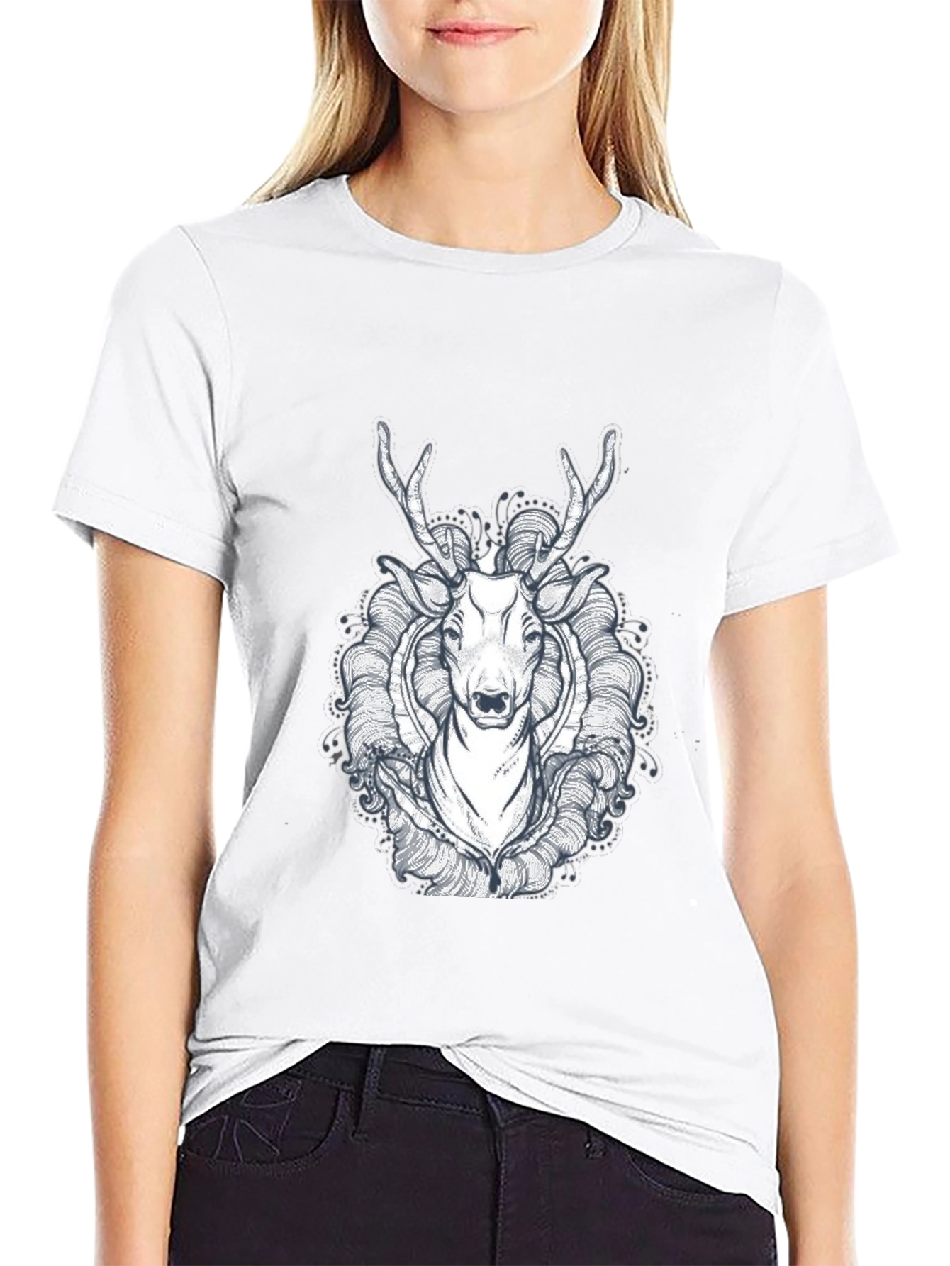 Black Deer Graphic Tee - Unique Design