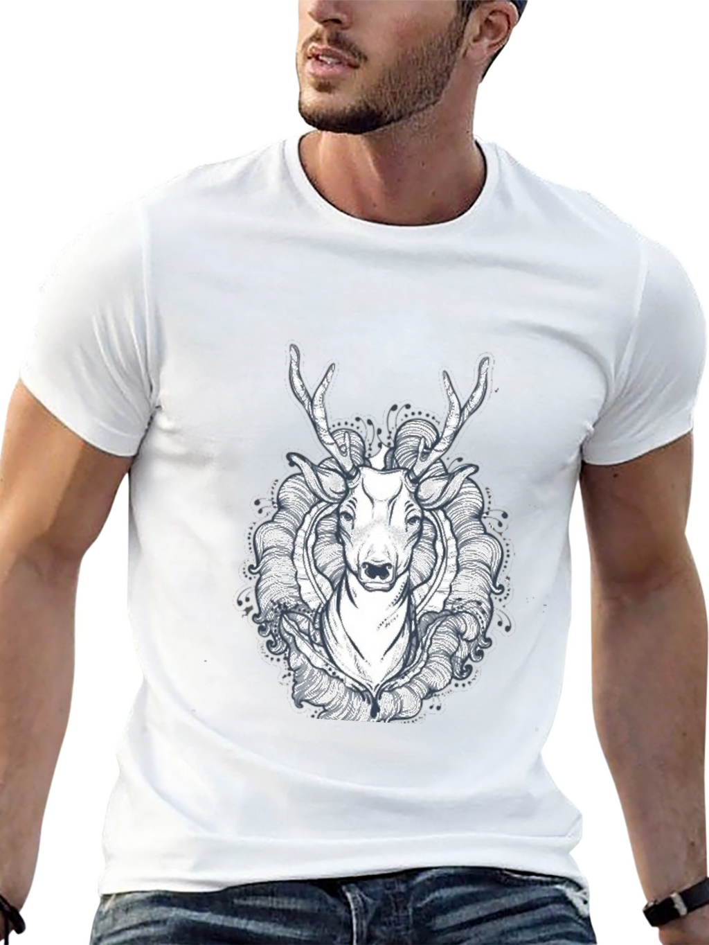Black Deer Graphic Tee - Unique Design