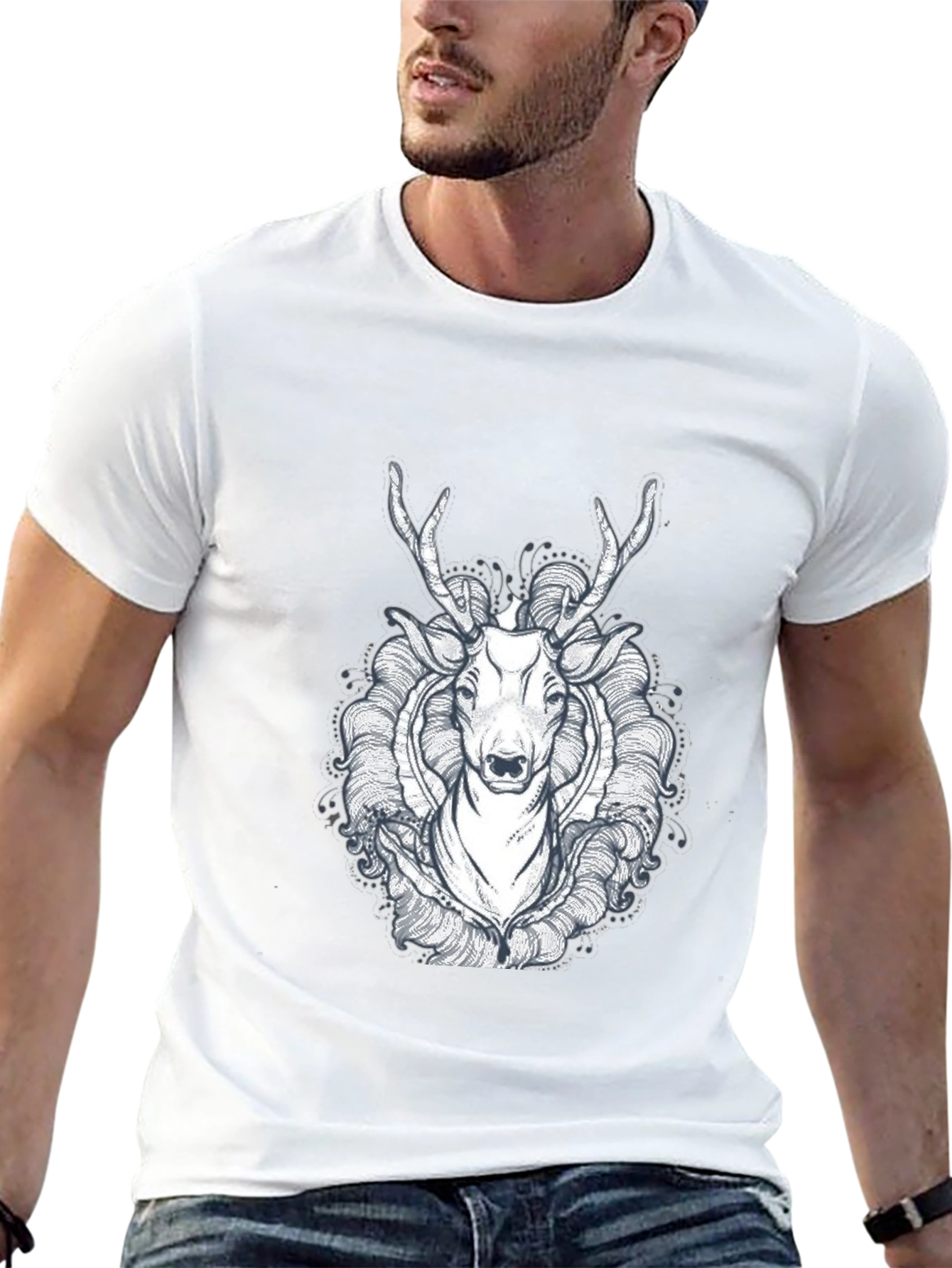 Black Deer Graphic Tee - Unique Design