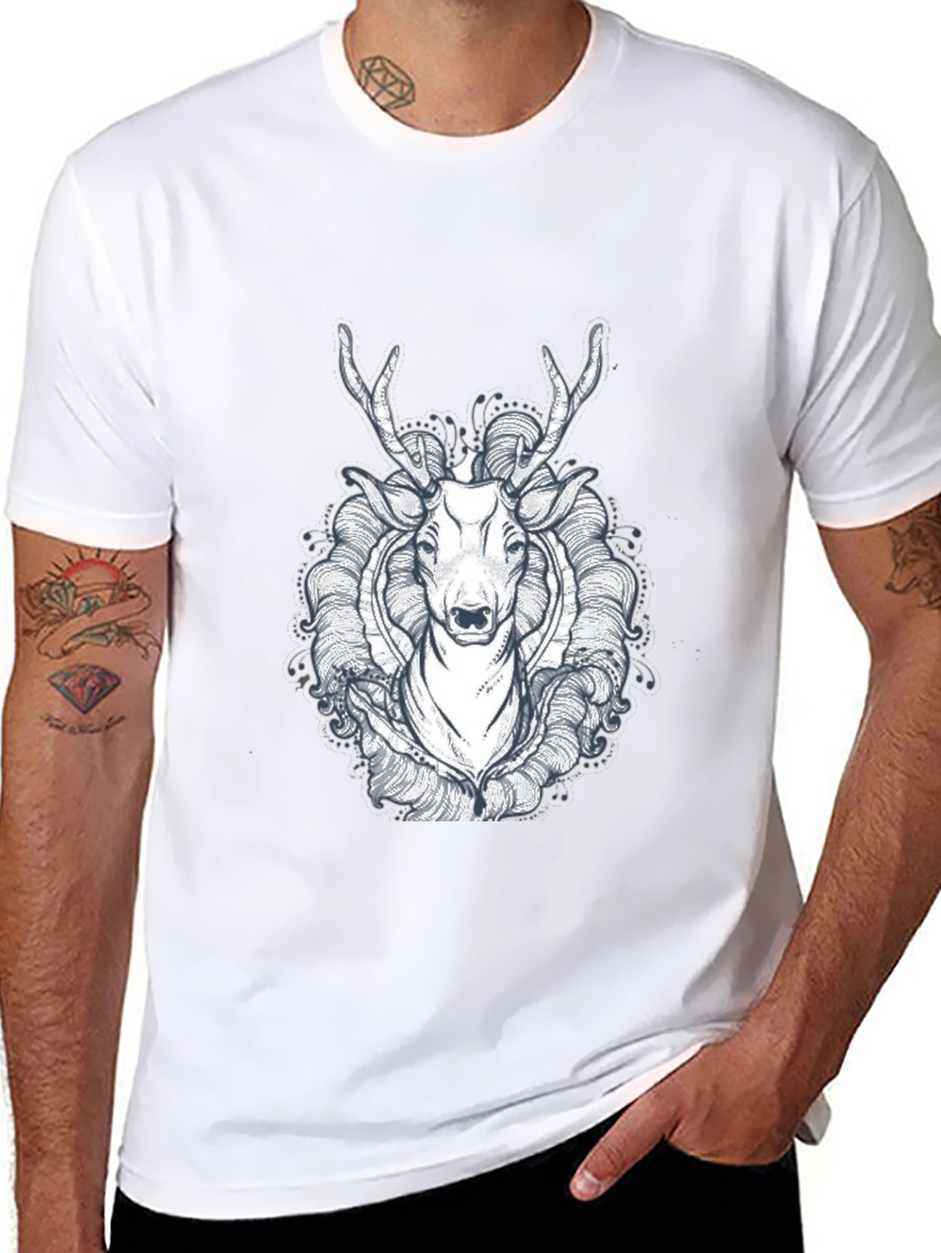Black Deer Graphic Tee - Unique Design