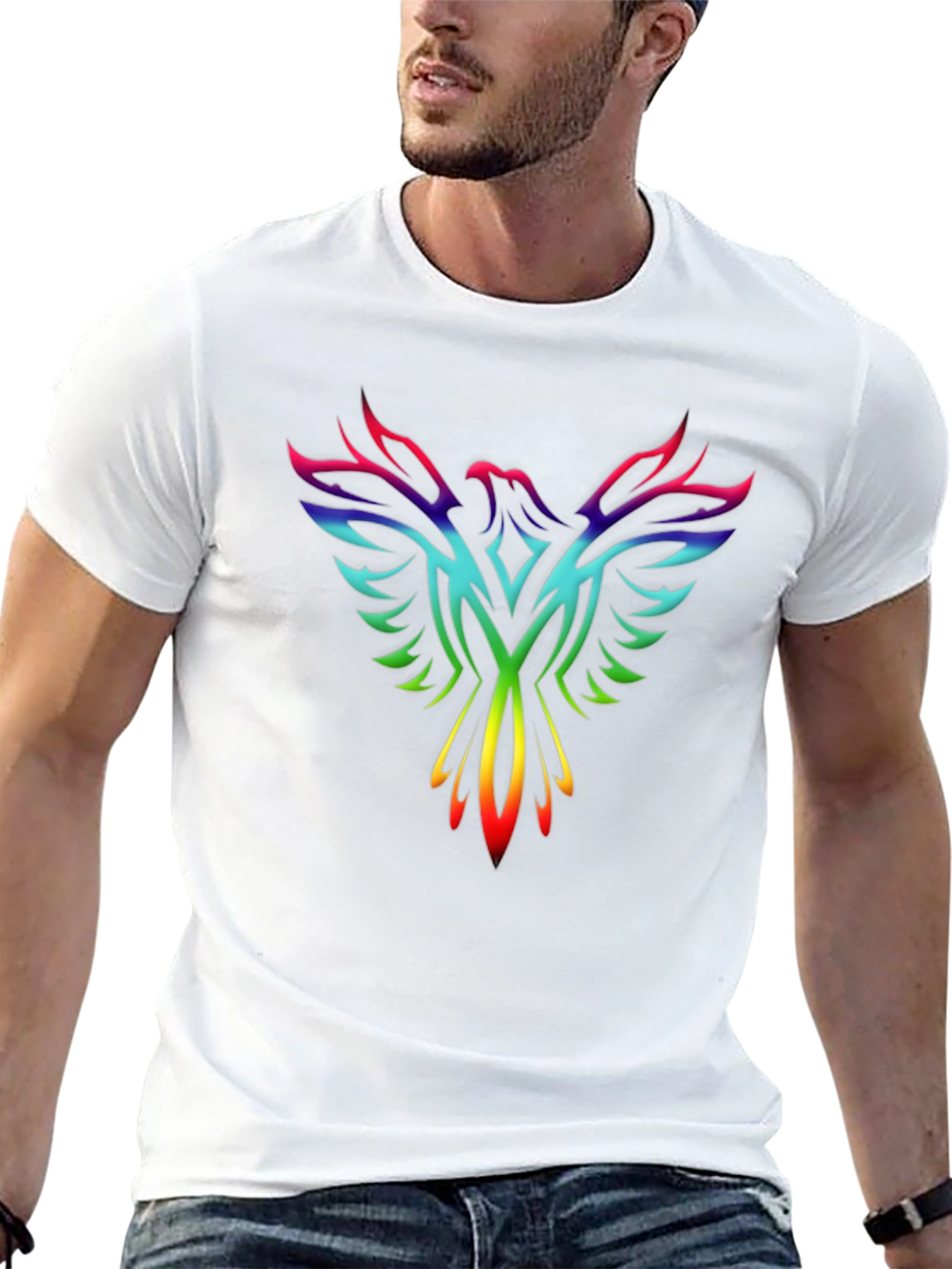 Rainbow Phoenix Graphic Tee - Black T-Shirt