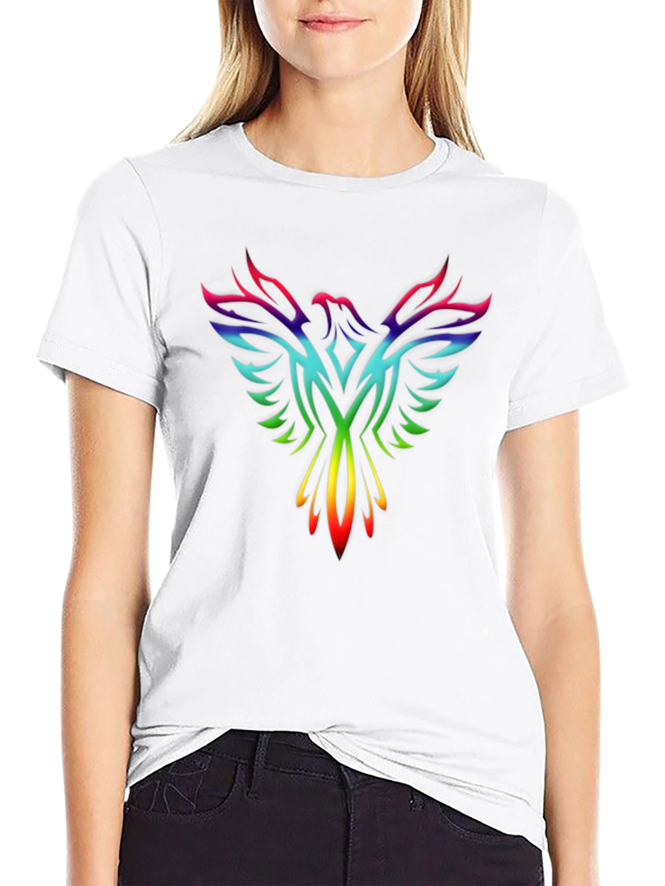 Rainbow Phoenix Graphic Tee - Black T-Shirt