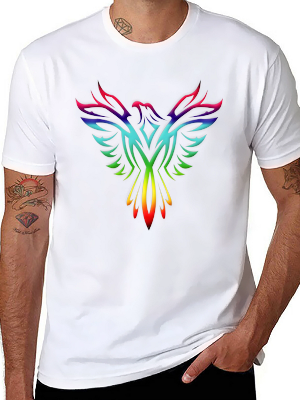 Rainbow Phoenix Graphic Tee - Black T-Shirt