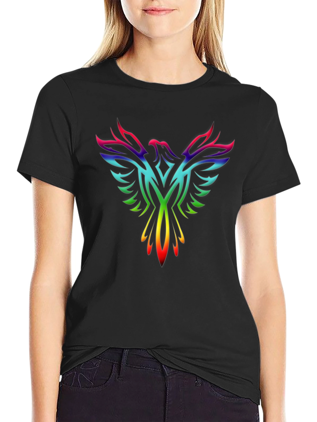 Rainbow Phoenix Graphic Tee - Black T-Shirt
