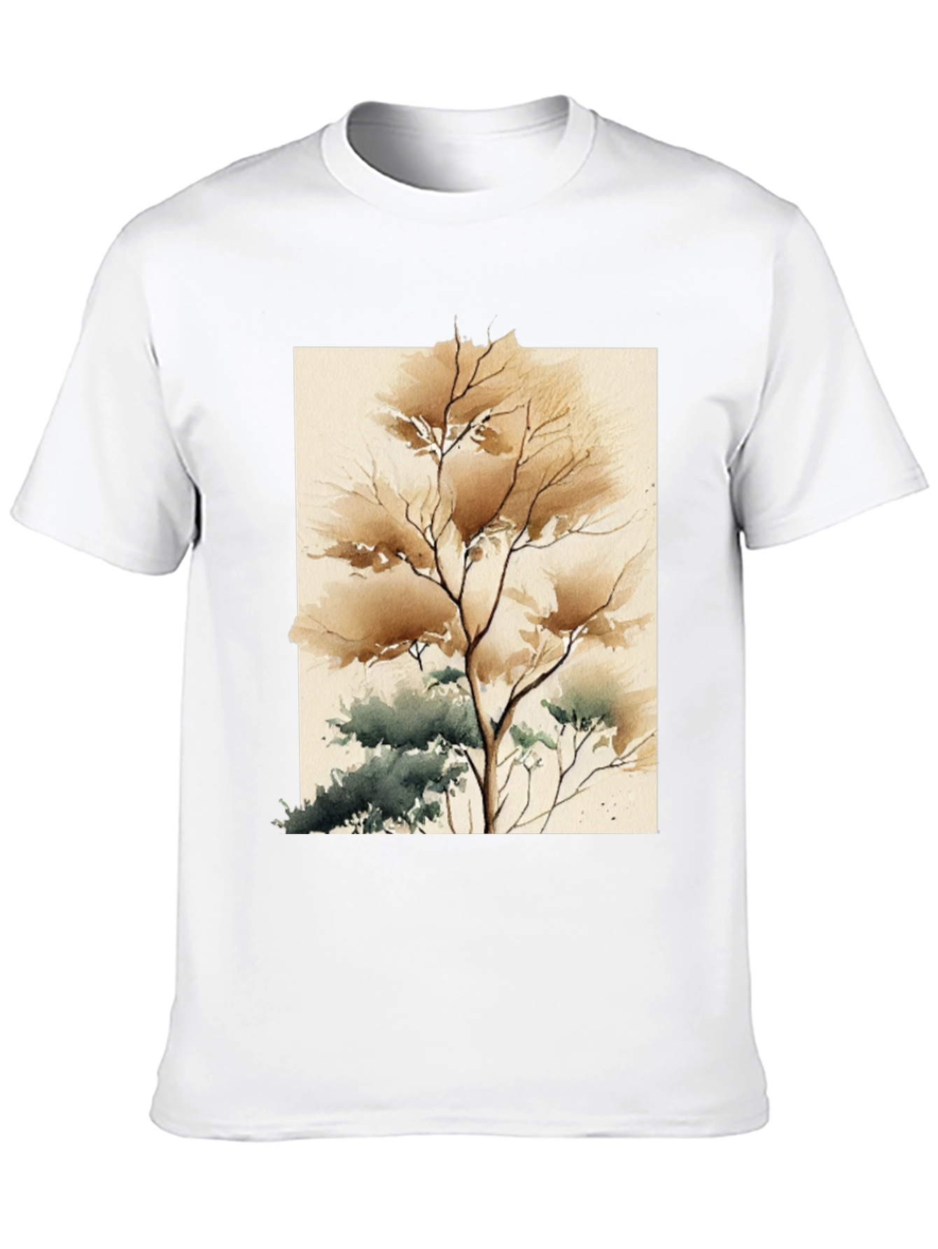 Watercolor Tree Graphic Tee - Artistic Unisex T-Shirt