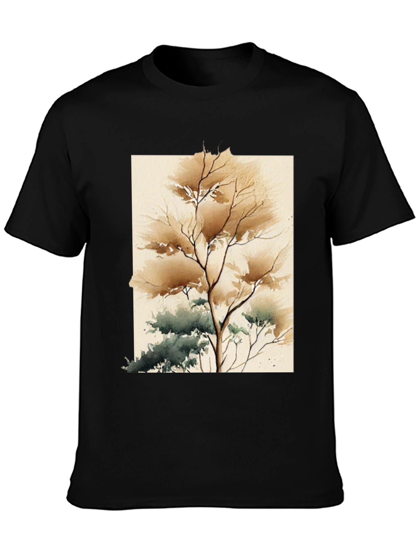 Watercolor Tree Graphic Tee - Artistic Unisex T-Shirt