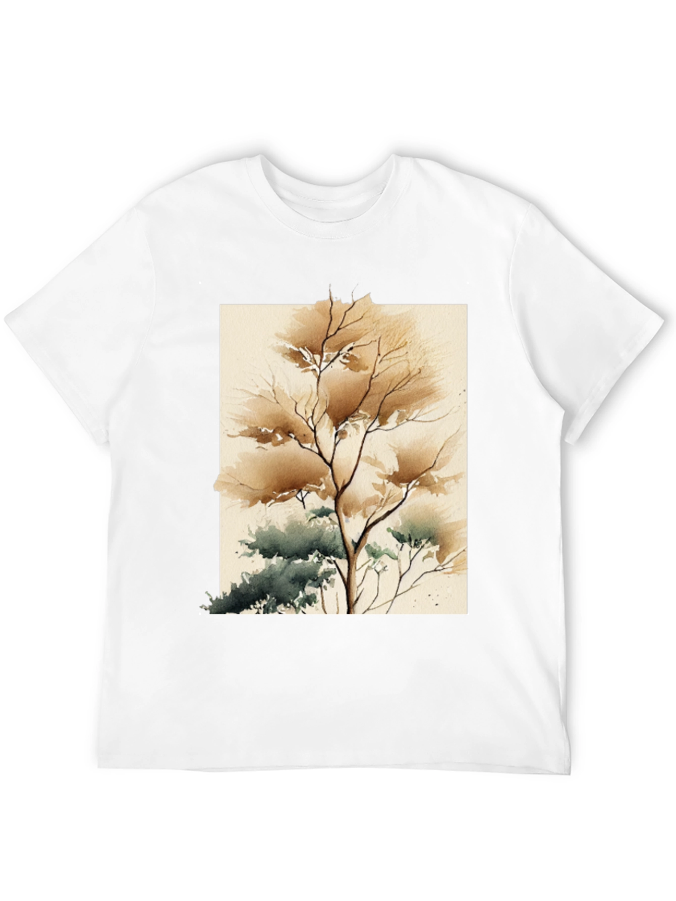 Watercolor Tree Graphic Tee - Artistic Unisex T-Shirt