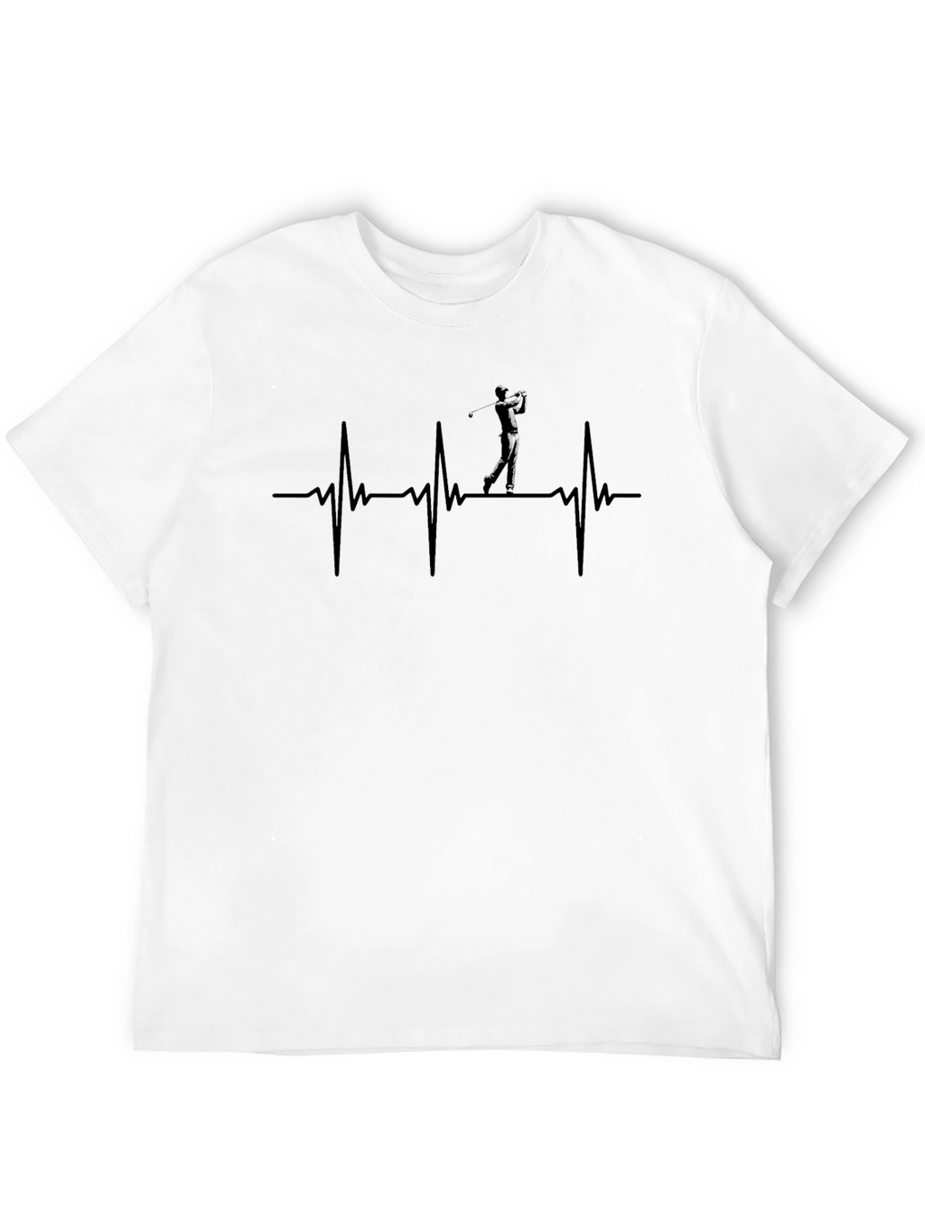 Golf Heartbeat Graphic Tee - Black Cotton T-Shirt