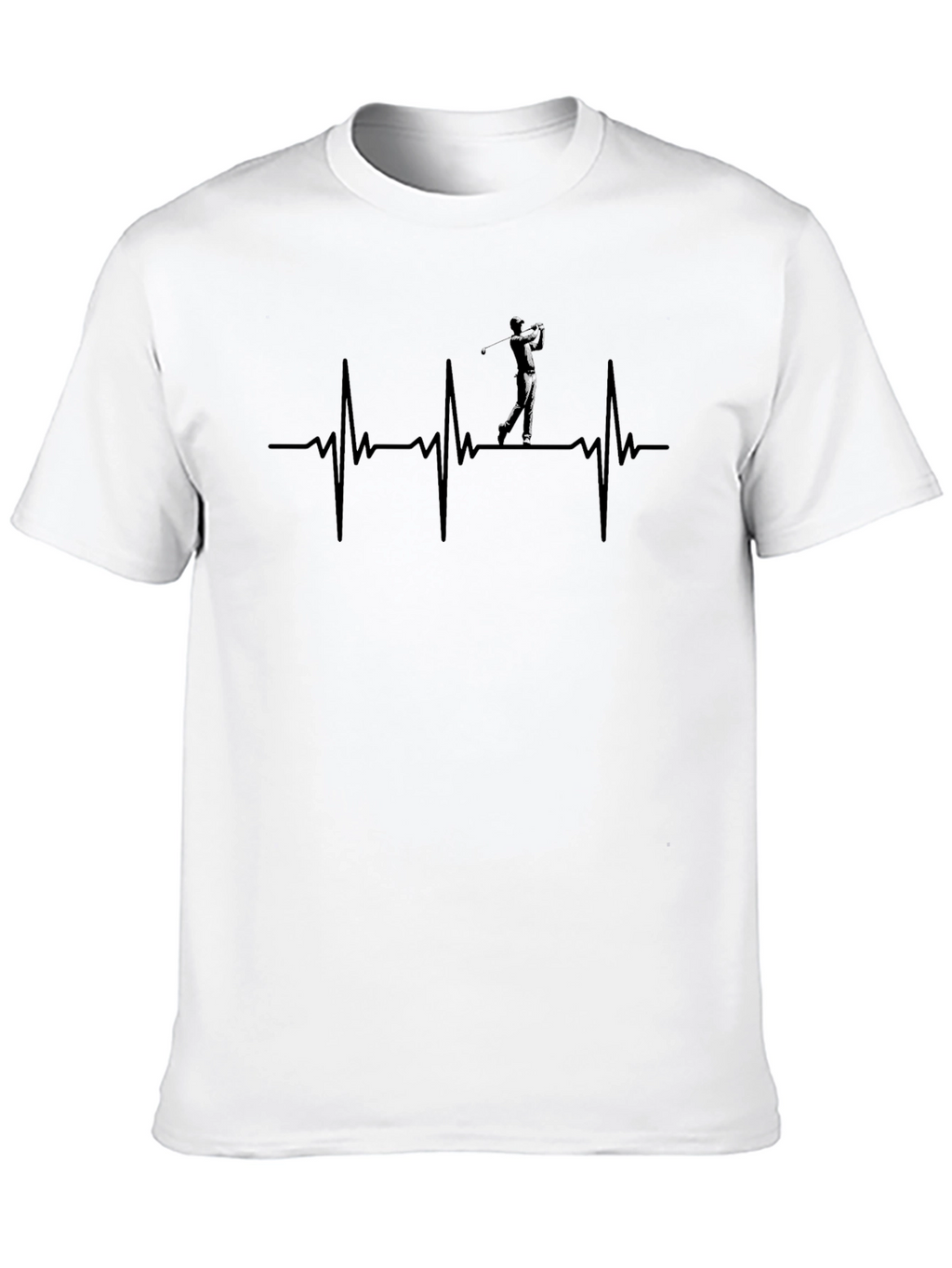 Golf Heartbeat Graphic Tee - Black Cotton T-Shirt