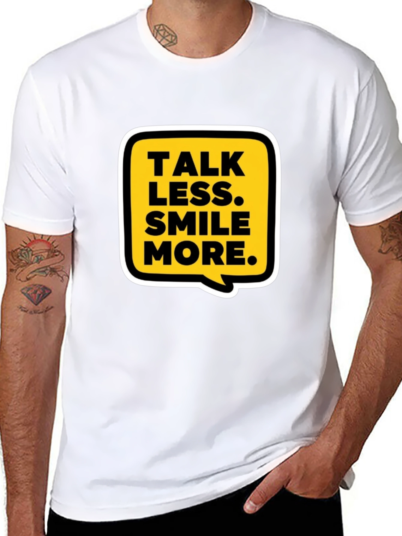 Talk Less Smile More Graphic Tee - Casual Black T-Shirt