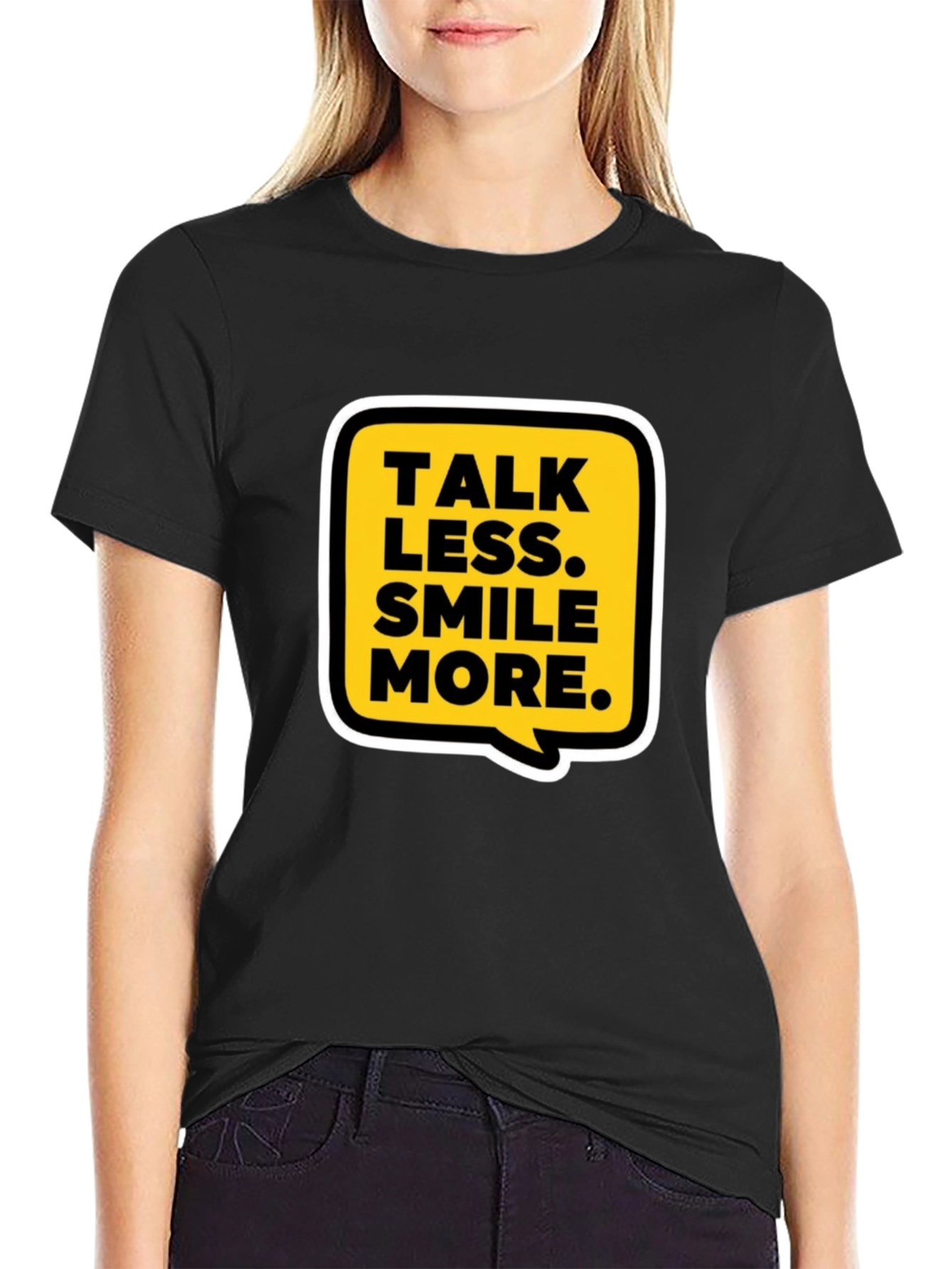 Talk Less Smile More Graphic Tee - Casual Black T-Shirt