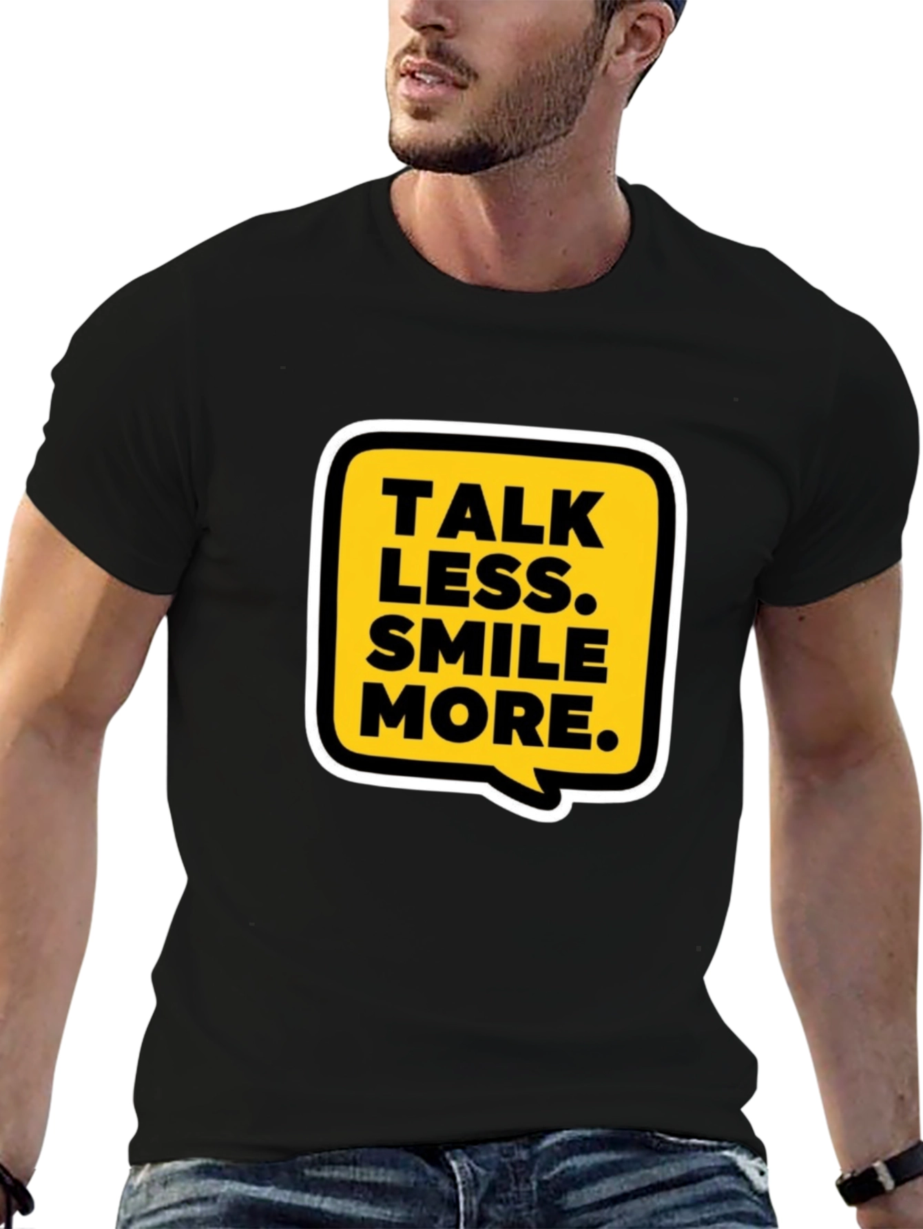 Talk Less Smile More Graphic Tee - Casual Black T-Shirt