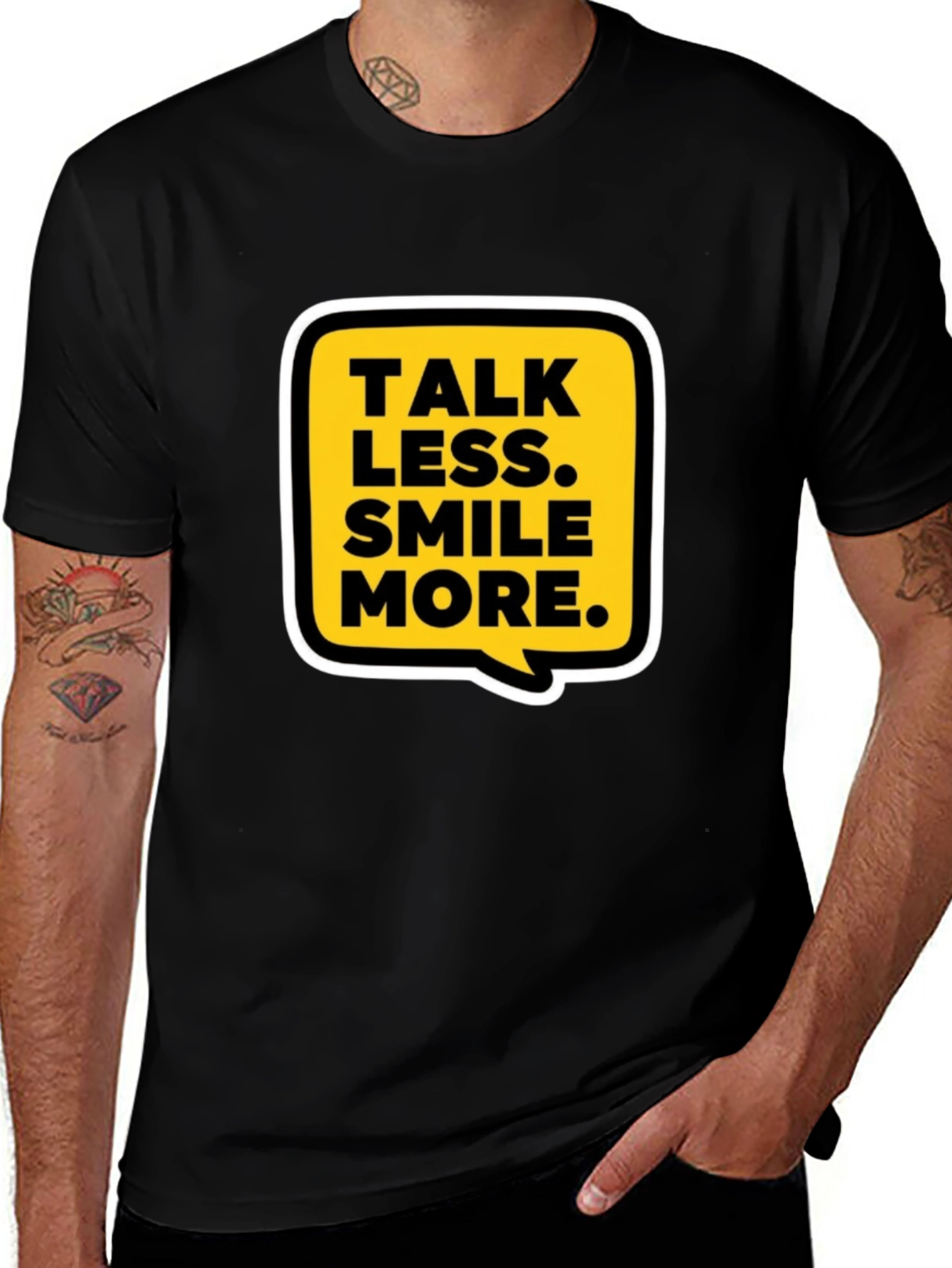 Talk Less Smile More Graphic Tee - Casual Black T-Shirt