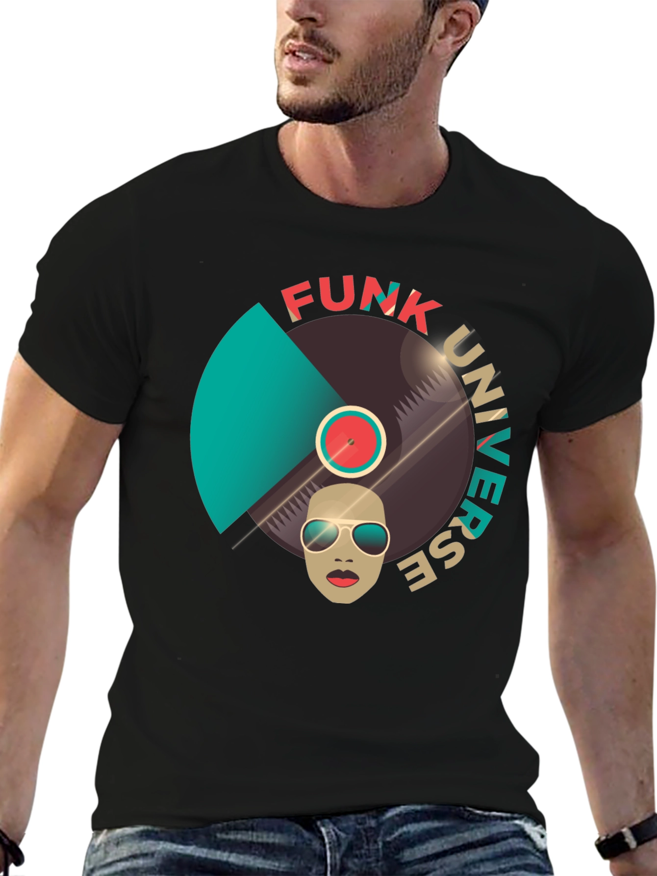 Funk Universe Graphic T-Shirt - Groovy Retro Design