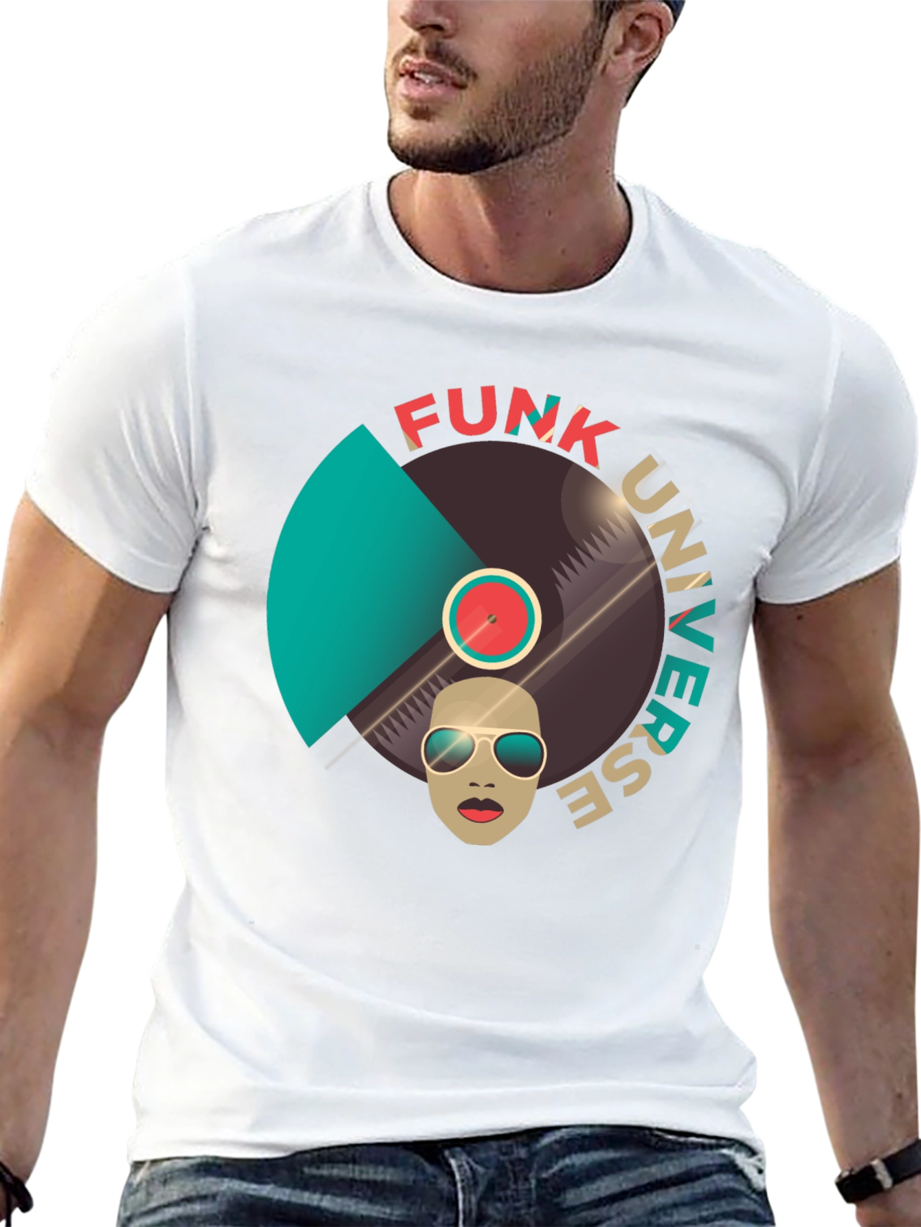 Funk Universe Graphic T-Shirt - Groovy Retro Design