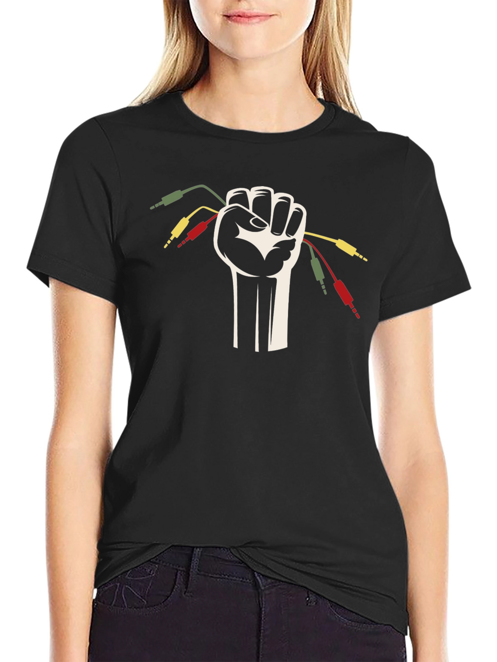 Retro Audio Fist Black T-Shirt - Musician Style