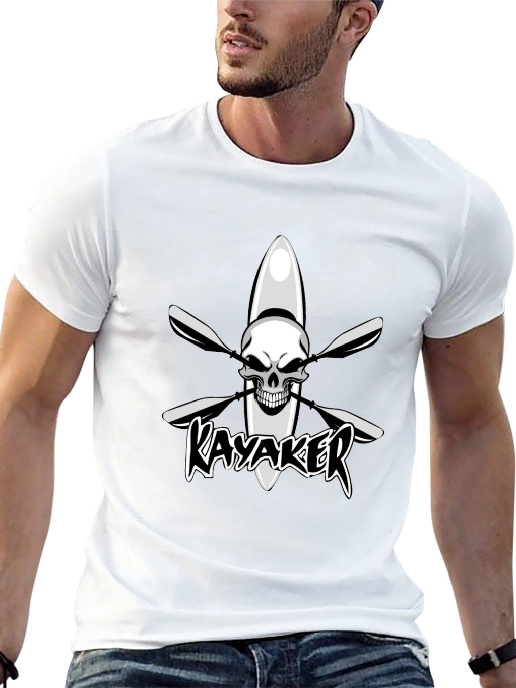 Kayaker Skull Graphic Black T-Shirt
