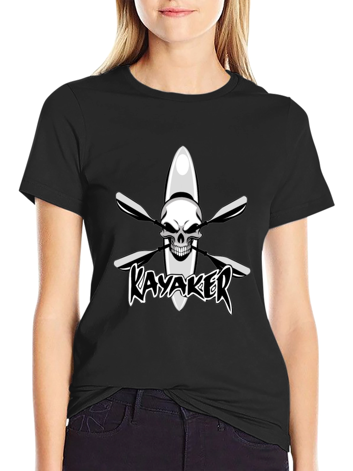 Kayaker Skull Graphic Black T-Shirt