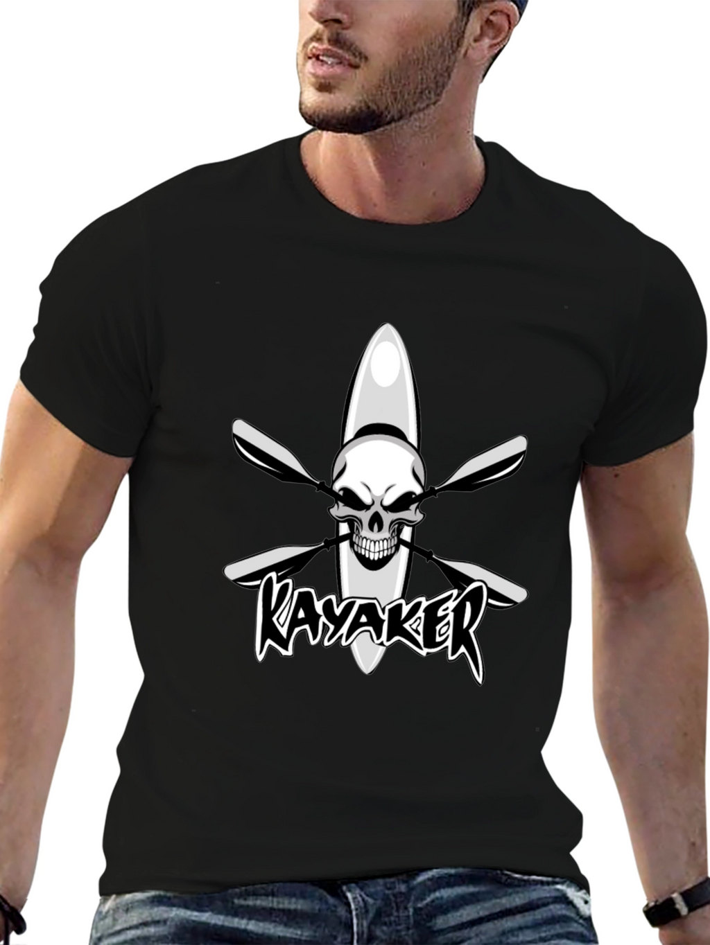Kayaker Skull Graphic Black T-Shirt