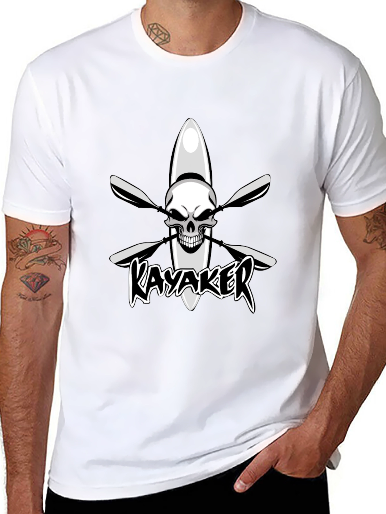 Kayaker Skull Graphic Black T-Shirt