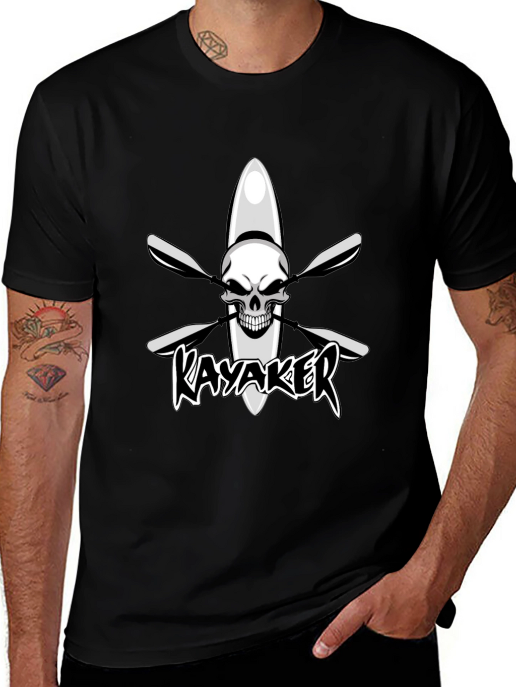 Kayaker Skull Graphic Black T-Shirt