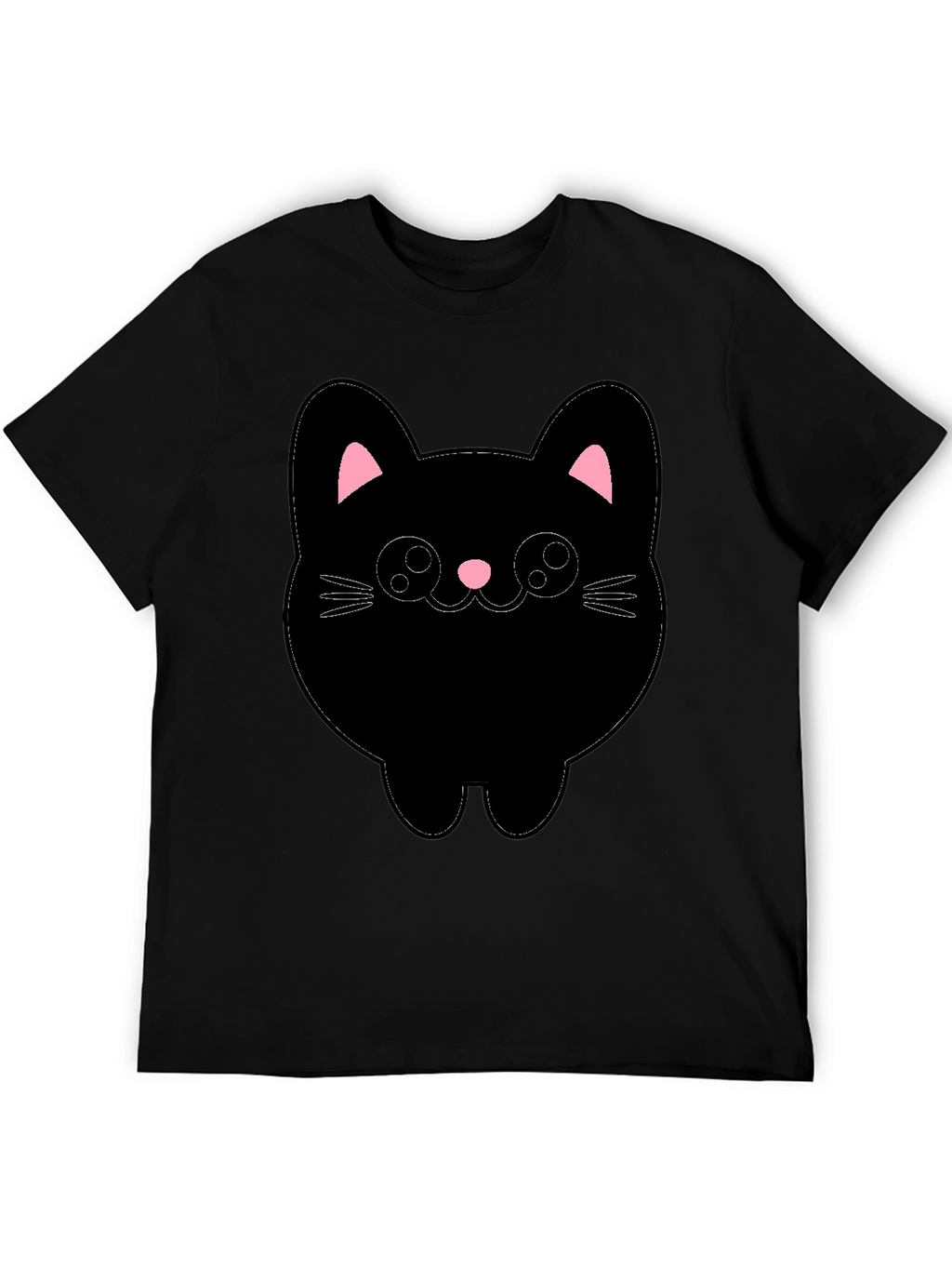 Cute Cat Graphic T-Shirt - Black Cotton Tee