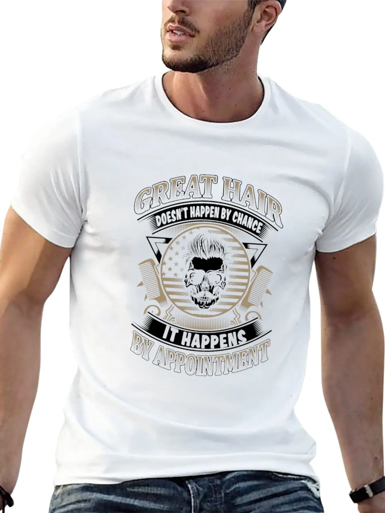 Hair Stylist - Great Hair Doesn't Happen By Chan Unisex Short Sleeve Soft Cotton T-Shirt – Casual Everyday Wear