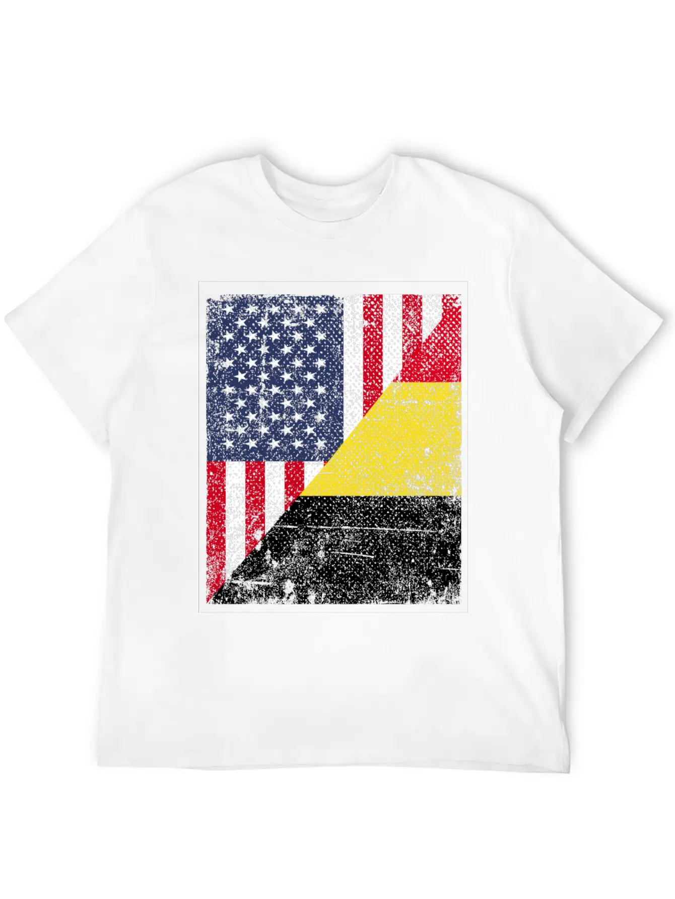 Half USA Flag Half Belgium Flag Unisex Casual T-Shirt – Clean Design For Daily Comfort