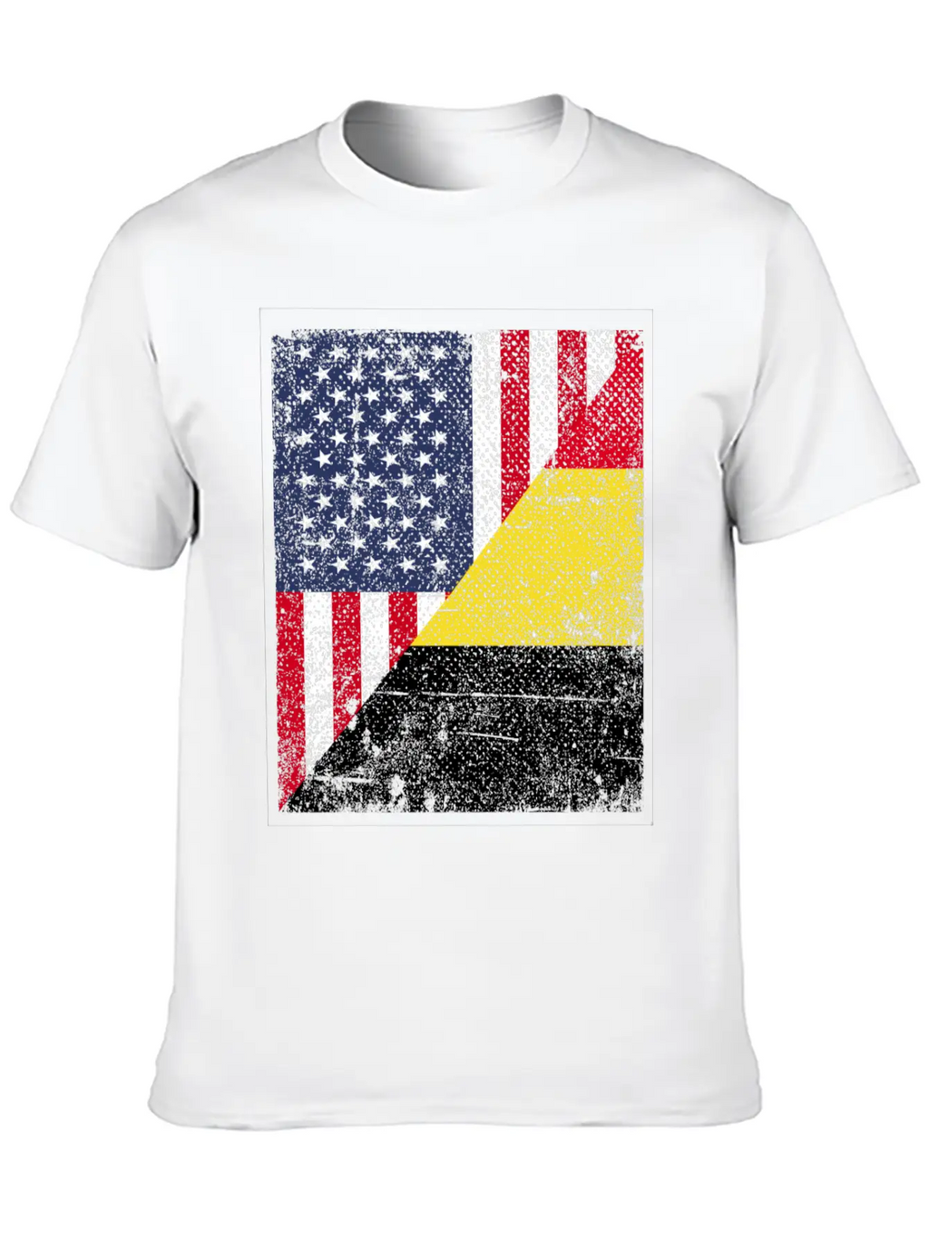 Half USA Flag Half Belgium Flag Unisex Casual T-Shirt – Clean Design For Daily Comfort