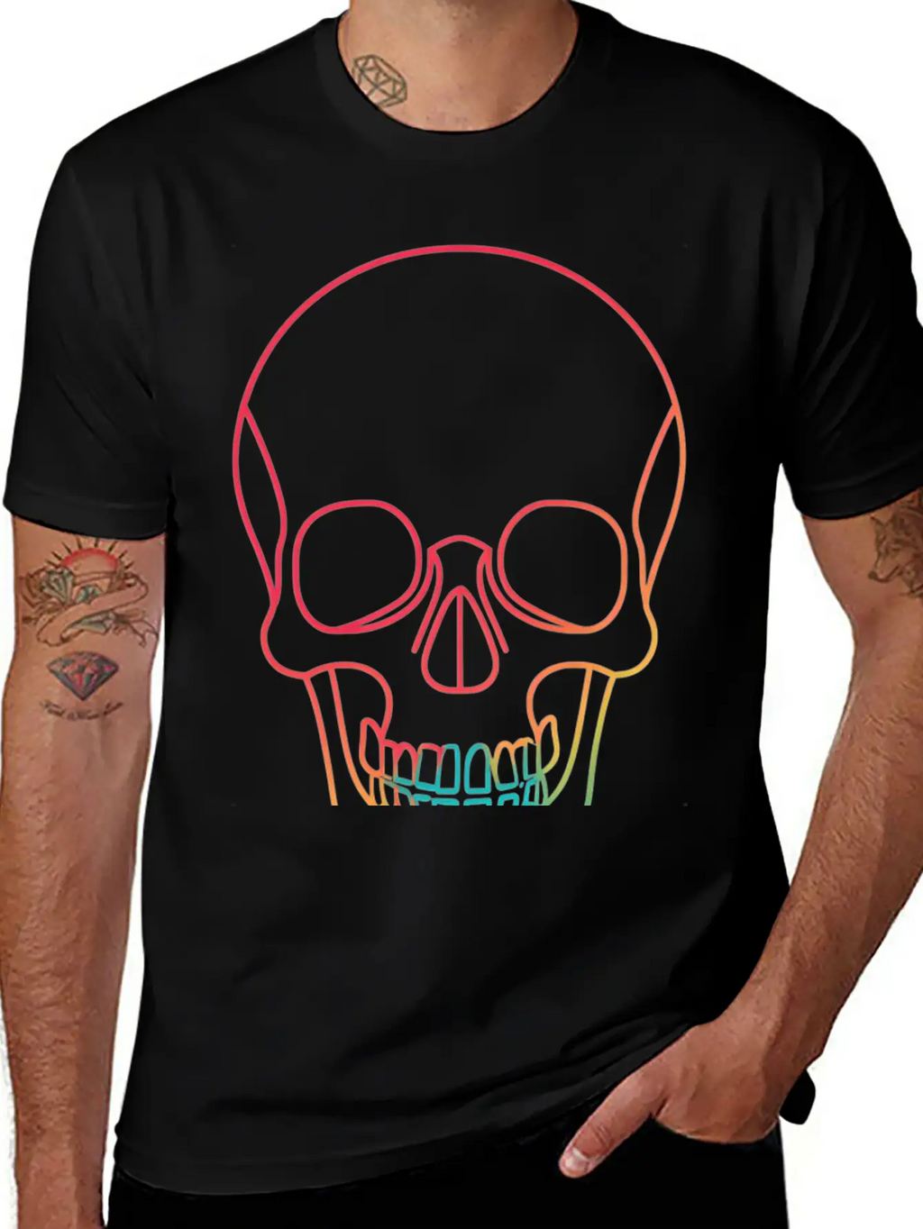 Halloweeen NEON SKULL Essential Cotton Tee For Daily Outfits – Unisex Style
