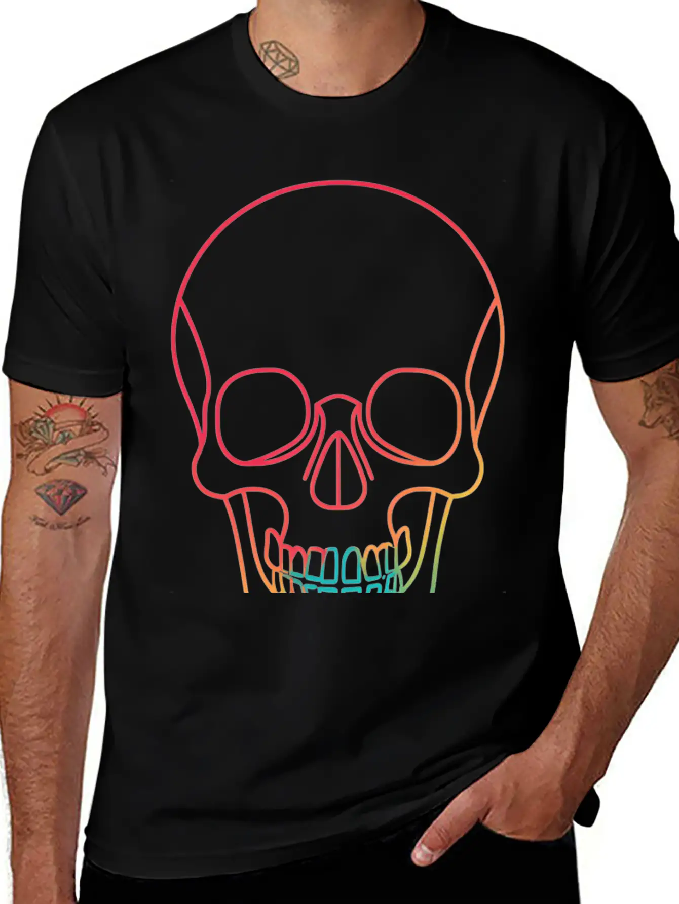 Halloweeen NEON SKULL Essential Cotton Tee For Daily Outfits – Unisex Style