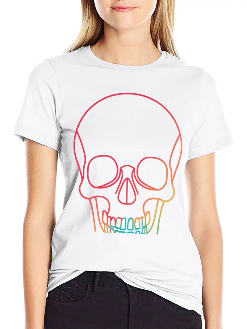 Halloweeen NEON SKULL Essential Cotton Tee For Daily Outfits – Unisex Style