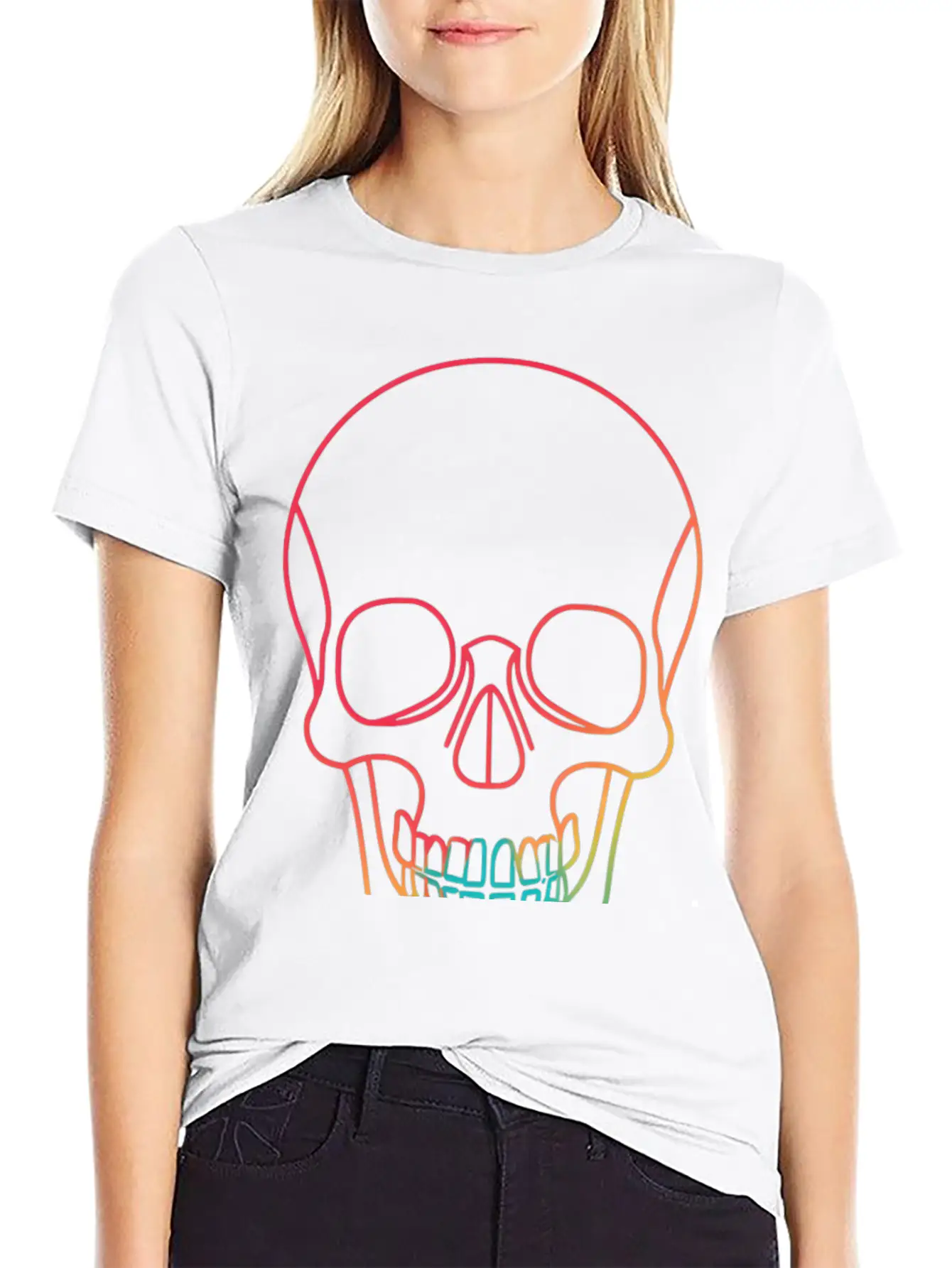 Halloweeen NEON SKULL Essential Cotton Tee For Daily Outfits – Unisex Style