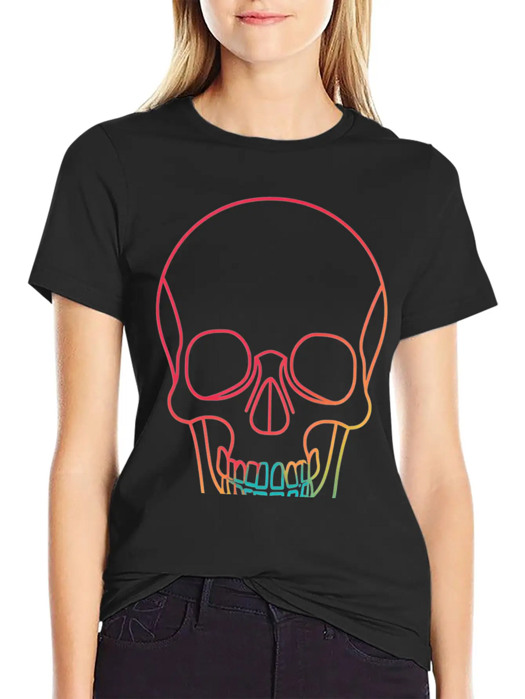 Halloweeen NEON SKULL Essential Cotton Tee For Daily Outfits – Unisex Style