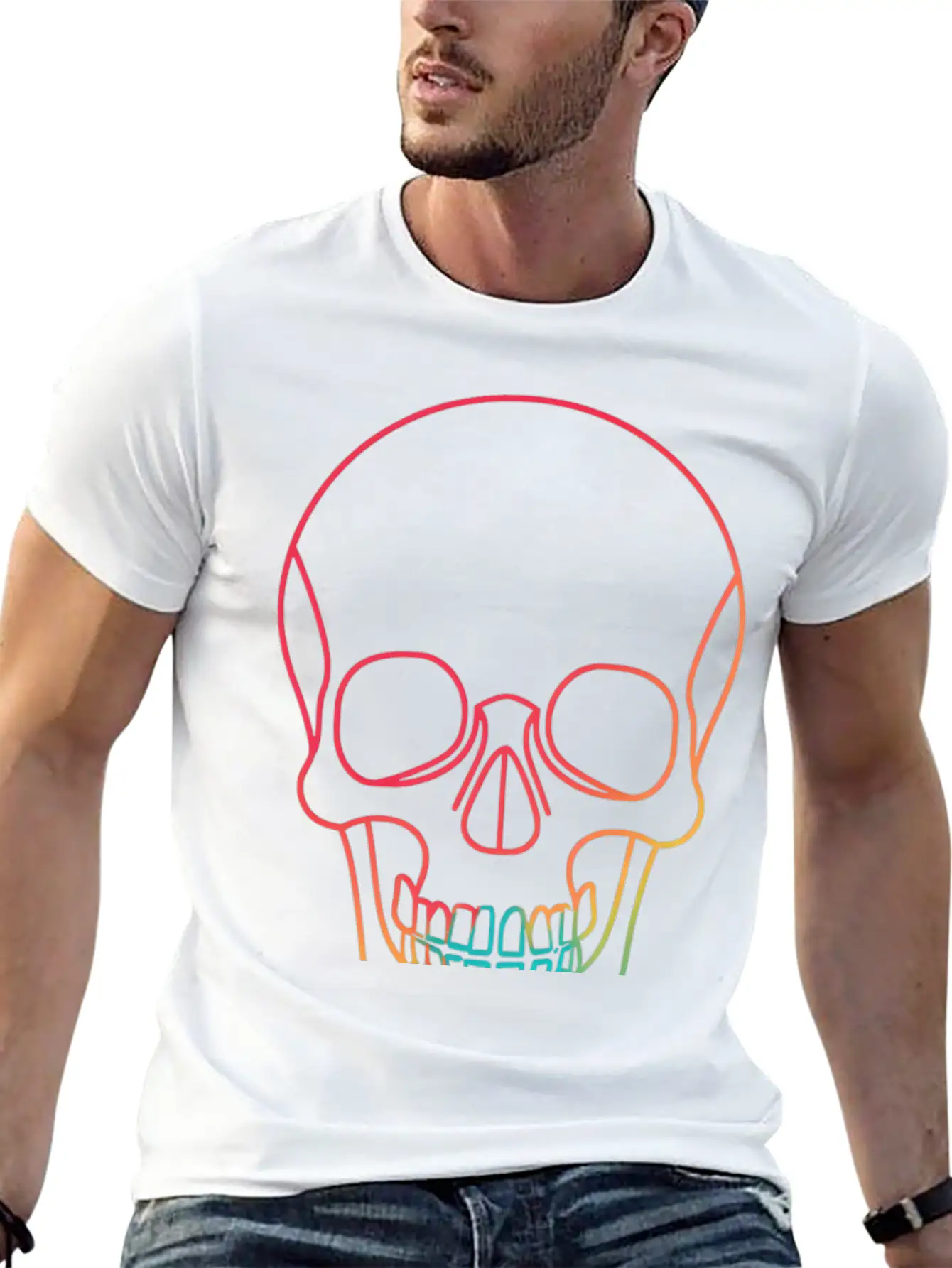 Halloweeen NEON SKULL Essential Cotton Tee For Daily Outfits – Unisex Style