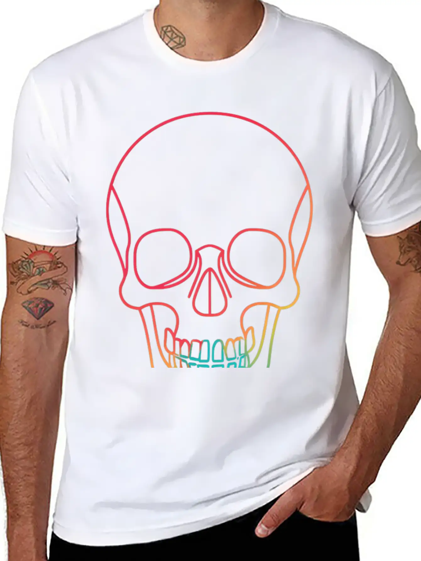 Halloweeen NEON SKULL Essential Cotton Tee For Daily Outfits – Unisex Style