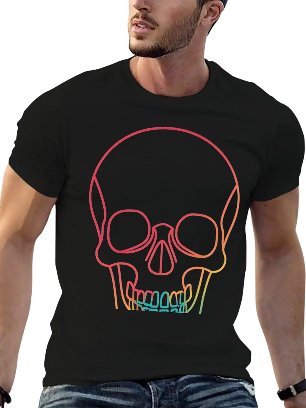 Halloweeen NEON SKULL Essential Cotton Tee For Daily Outfits – Unisex Style